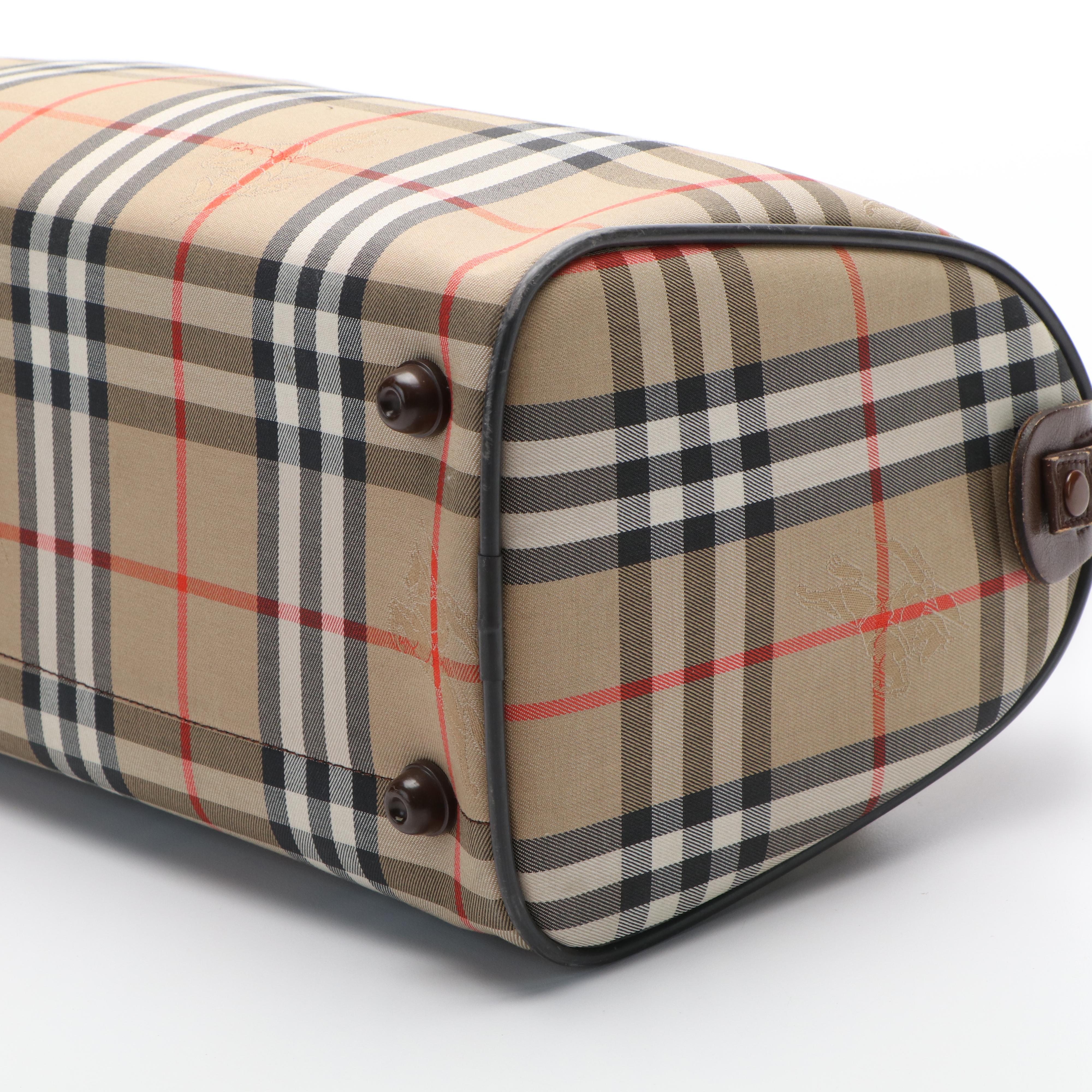 Burberrys Boston Bag in Haymarket Check Canvas and Leather