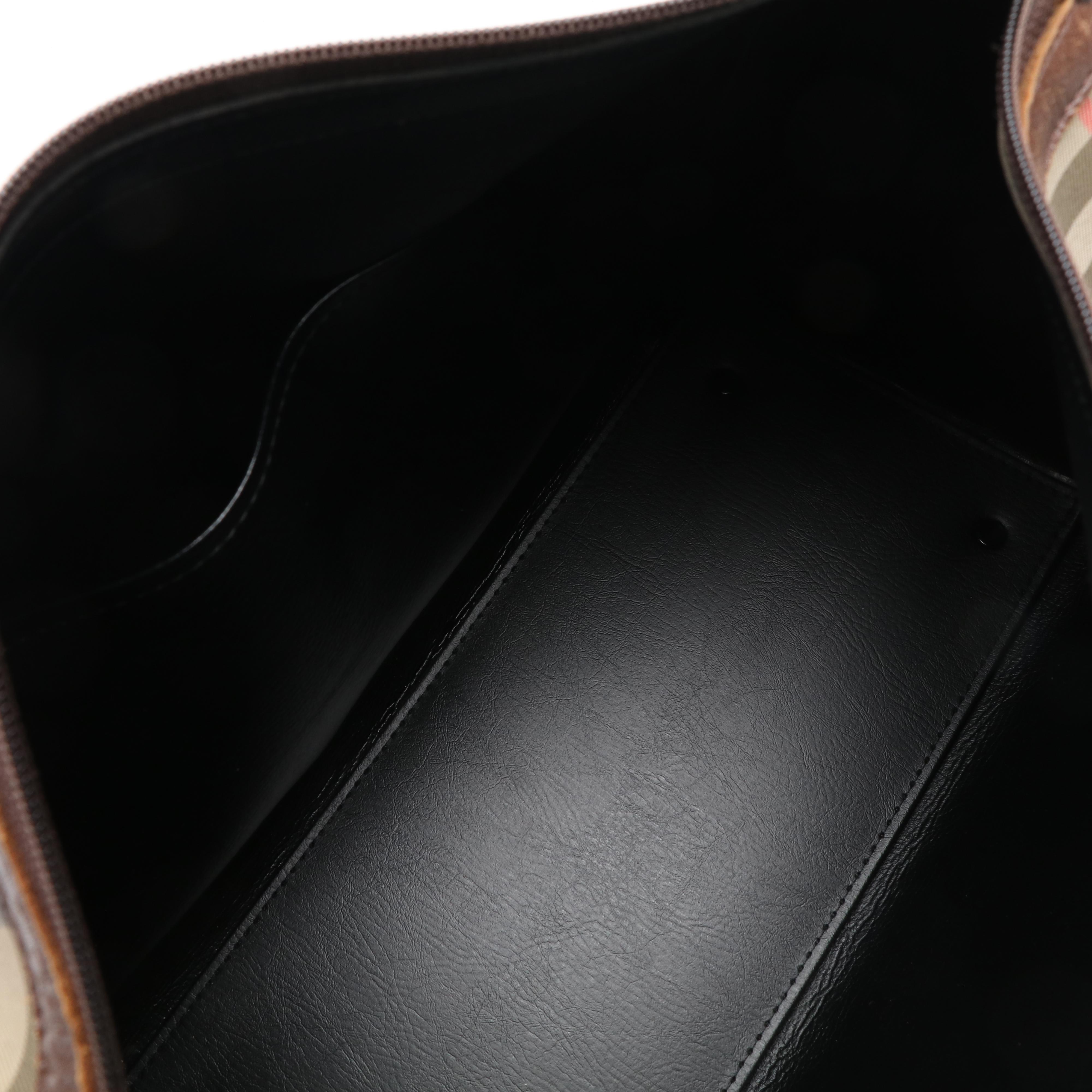 Burberrys Boston Bag in Haymarket Check Canvas and Leather