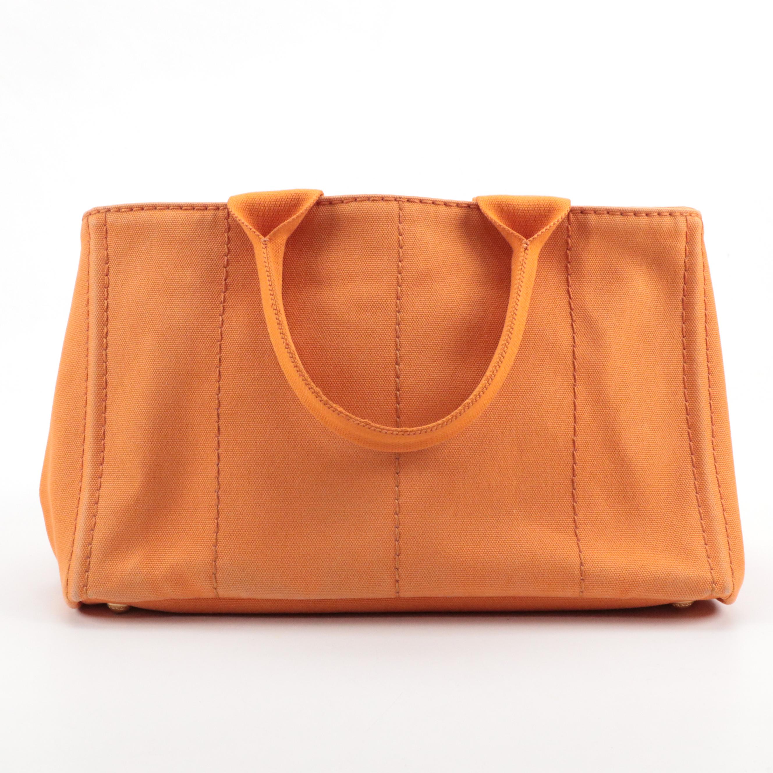 Prada Canapa Tote Bag in Orange Canvas