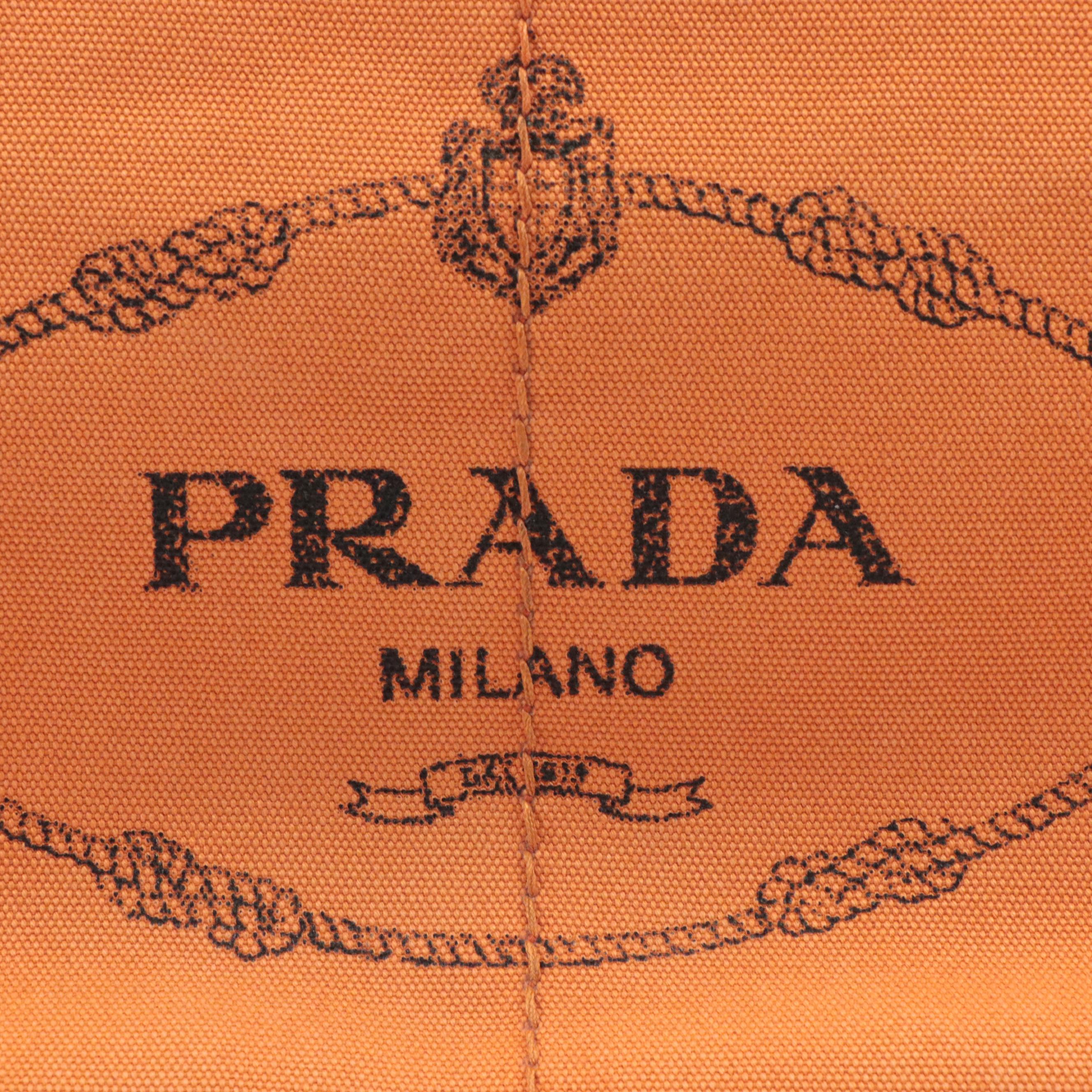 Prada Canapa Tote Bag in Orange Canvas