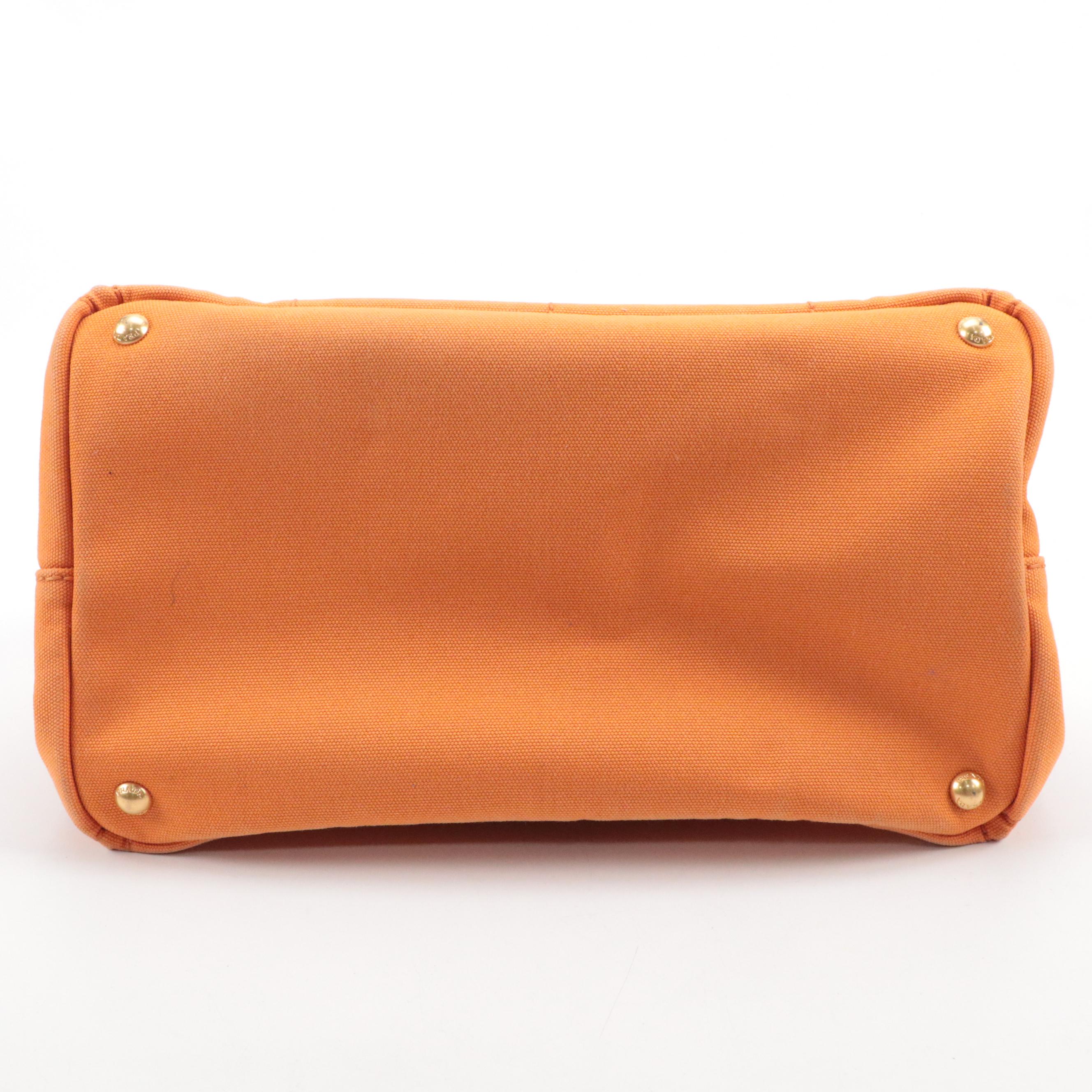 Prada Canapa Tote Bag in Orange Canvas