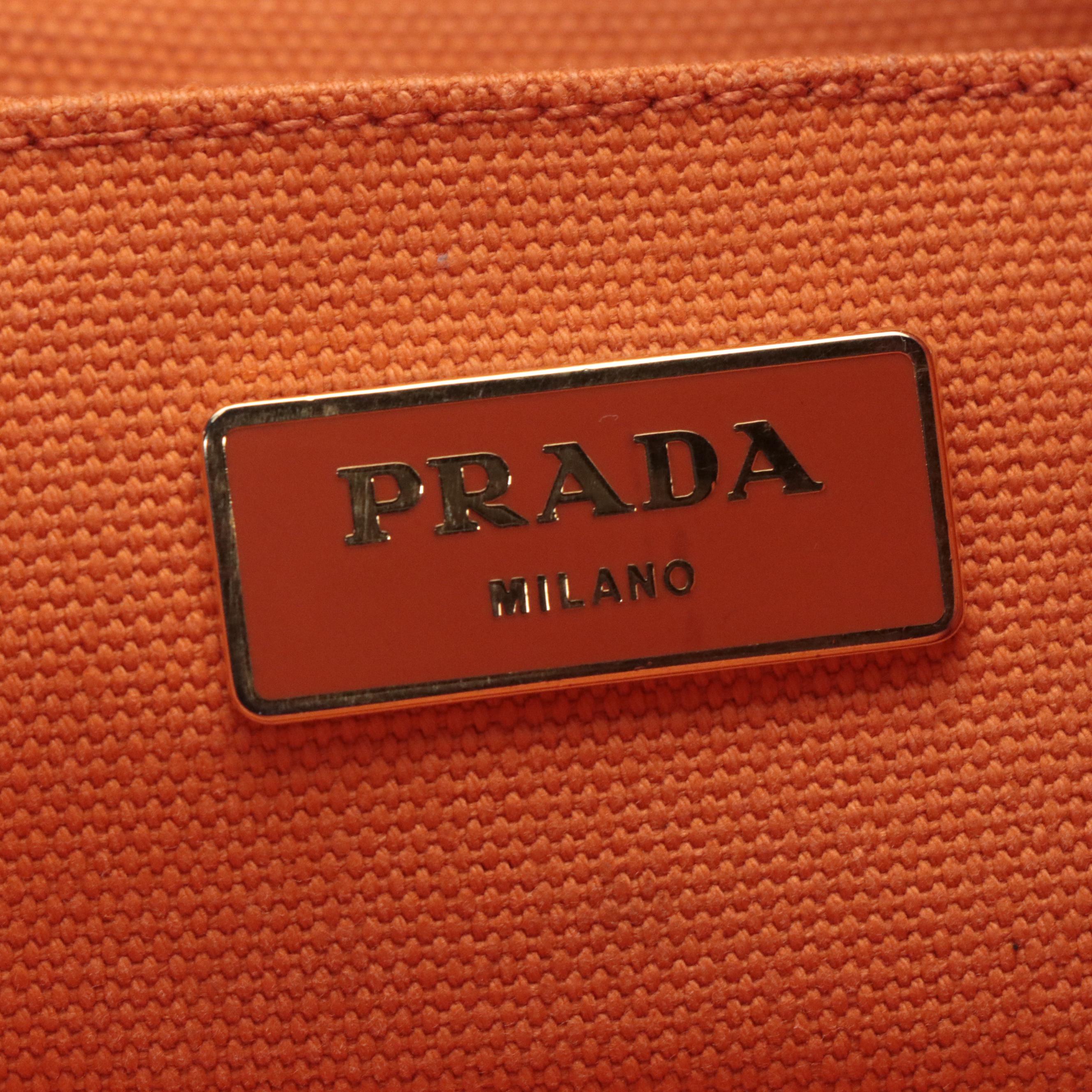 Prada Canapa Tote Bag in Orange Canvas