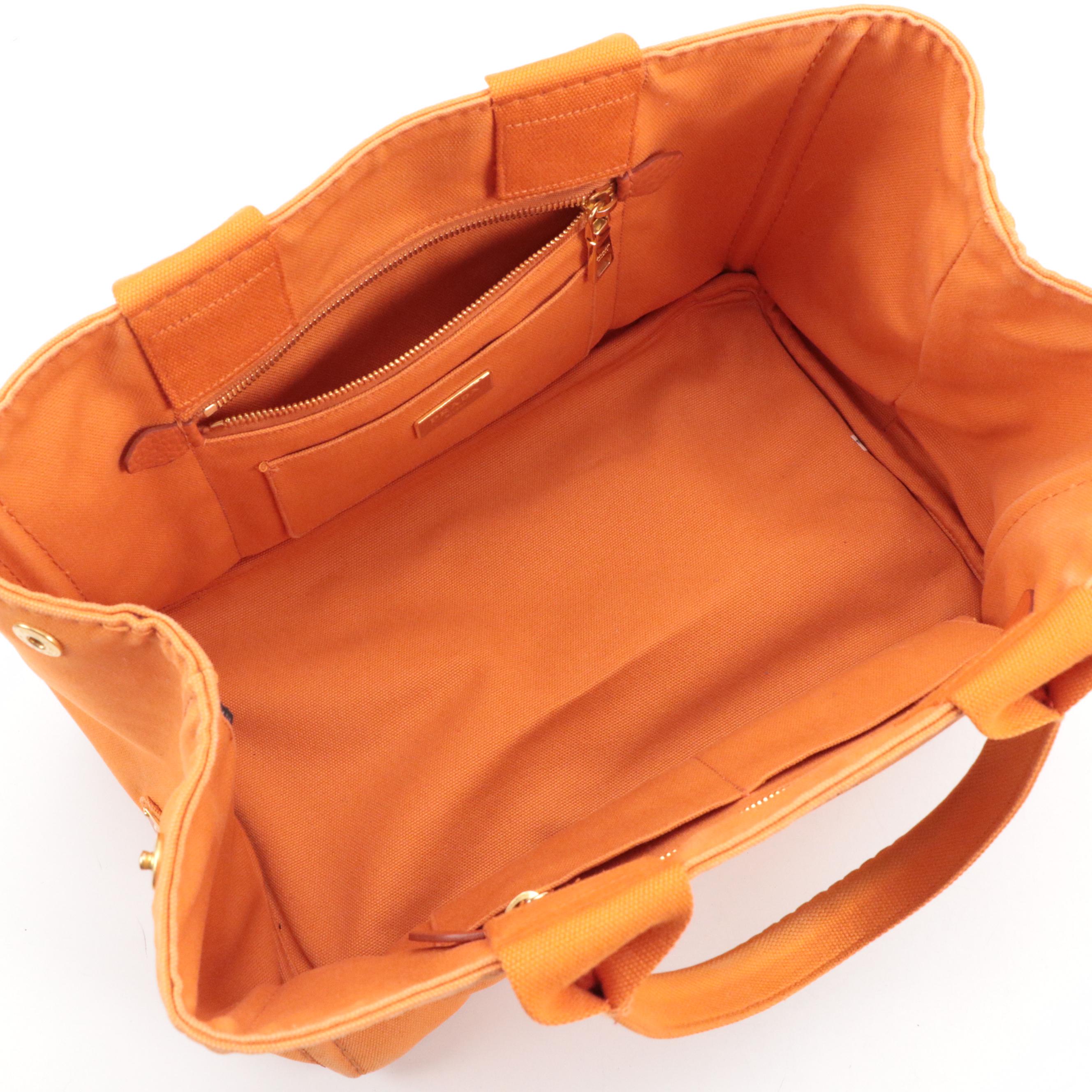 Prada Canapa Tote Bag in Orange Canvas