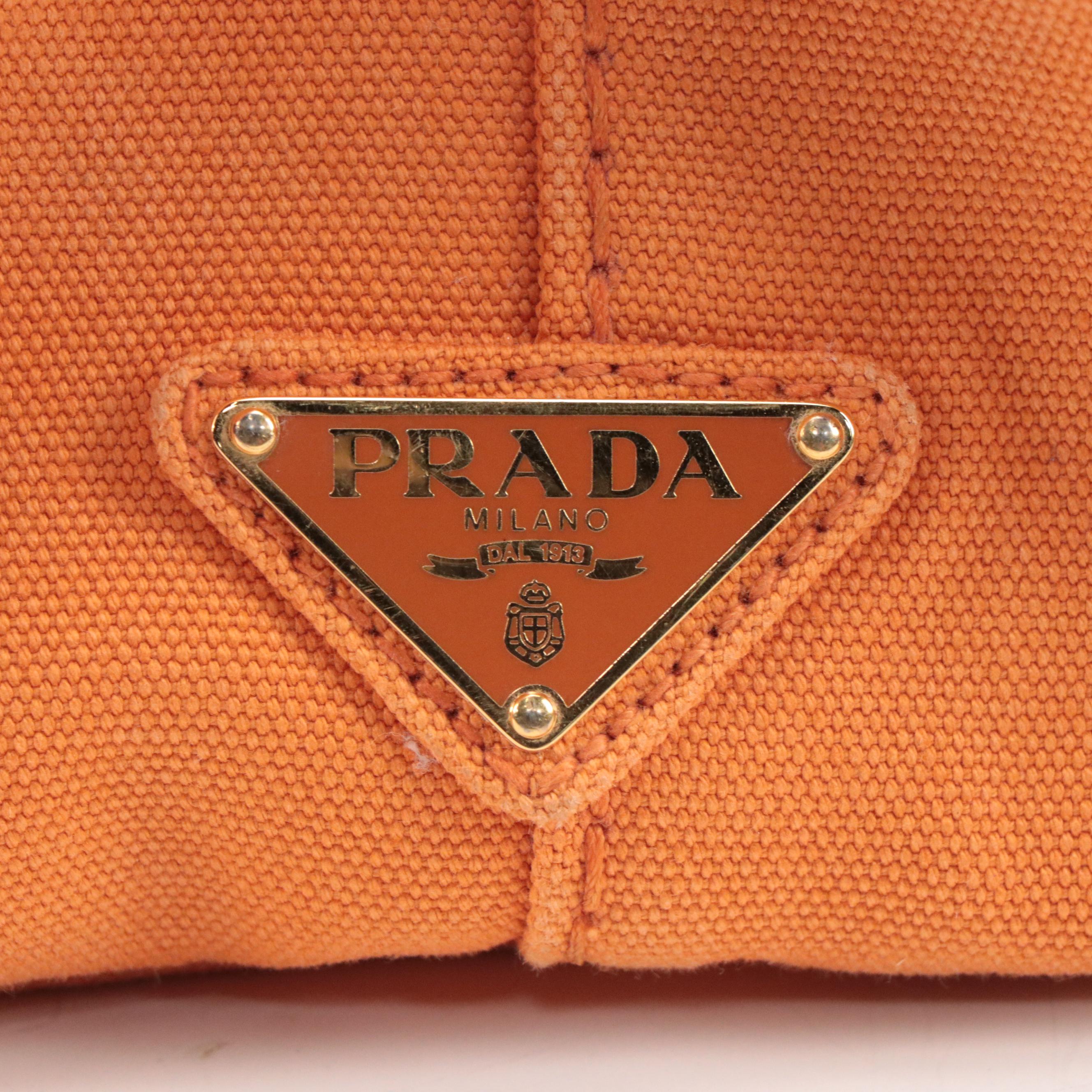 Prada Canapa Tote Bag in Orange Canvas