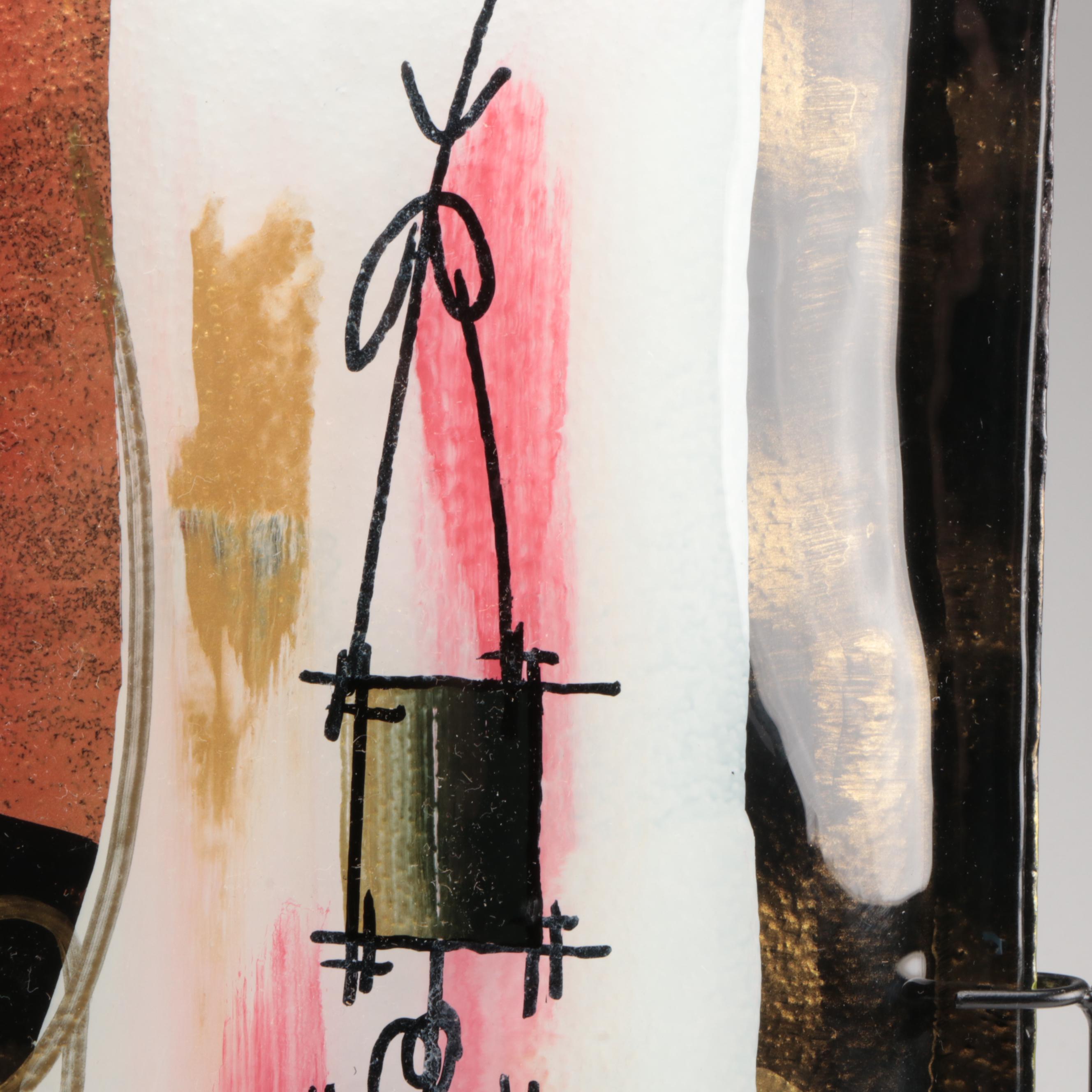 Jasmine Art Glass Style Slumped and Fused Glass Vessel On Metal Stand