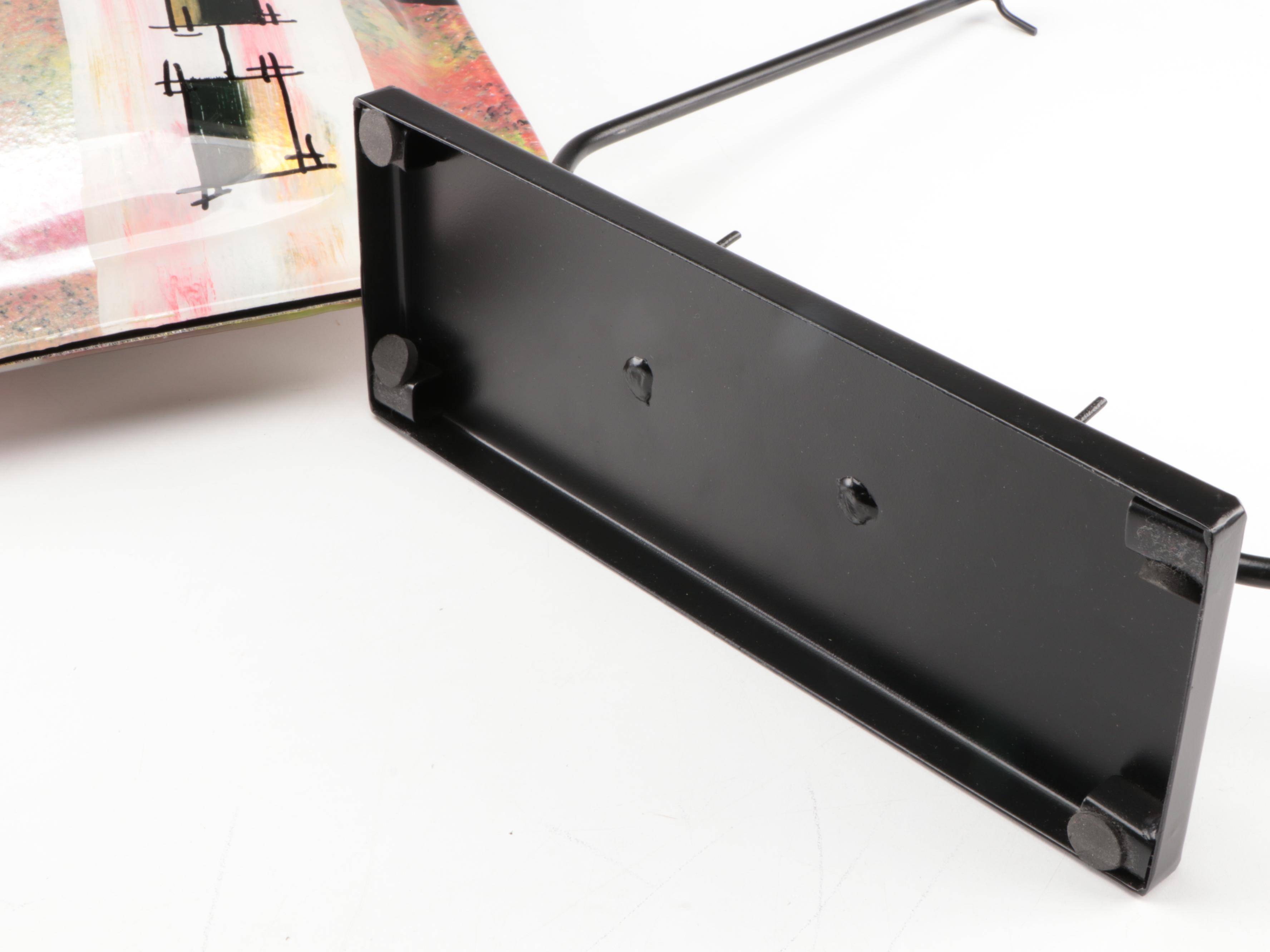 Jasmine Art Glass Style Slumped and Fused Glass Vessel On Metal Stand