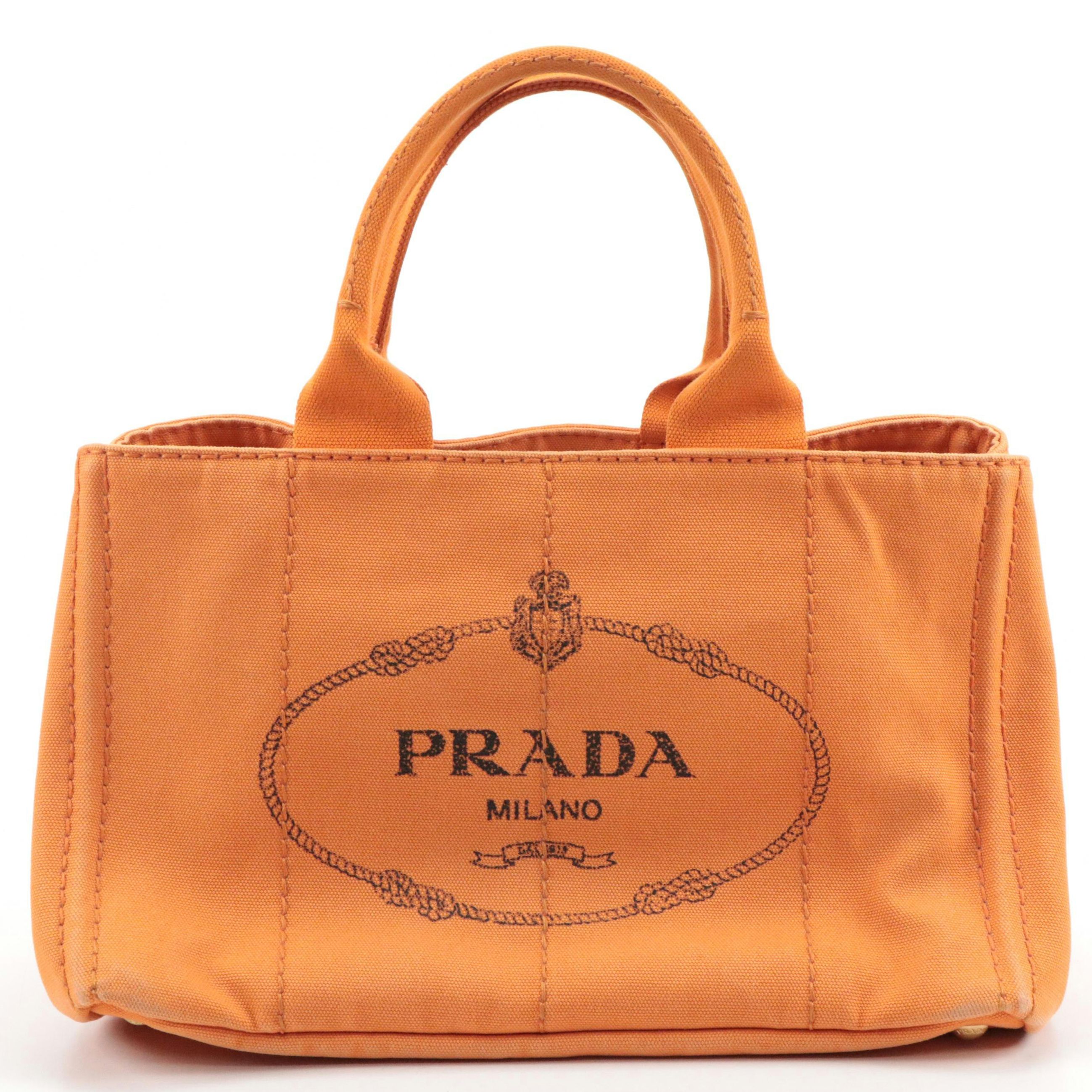 Prada Canapa Tote Bag in Orange Canvas