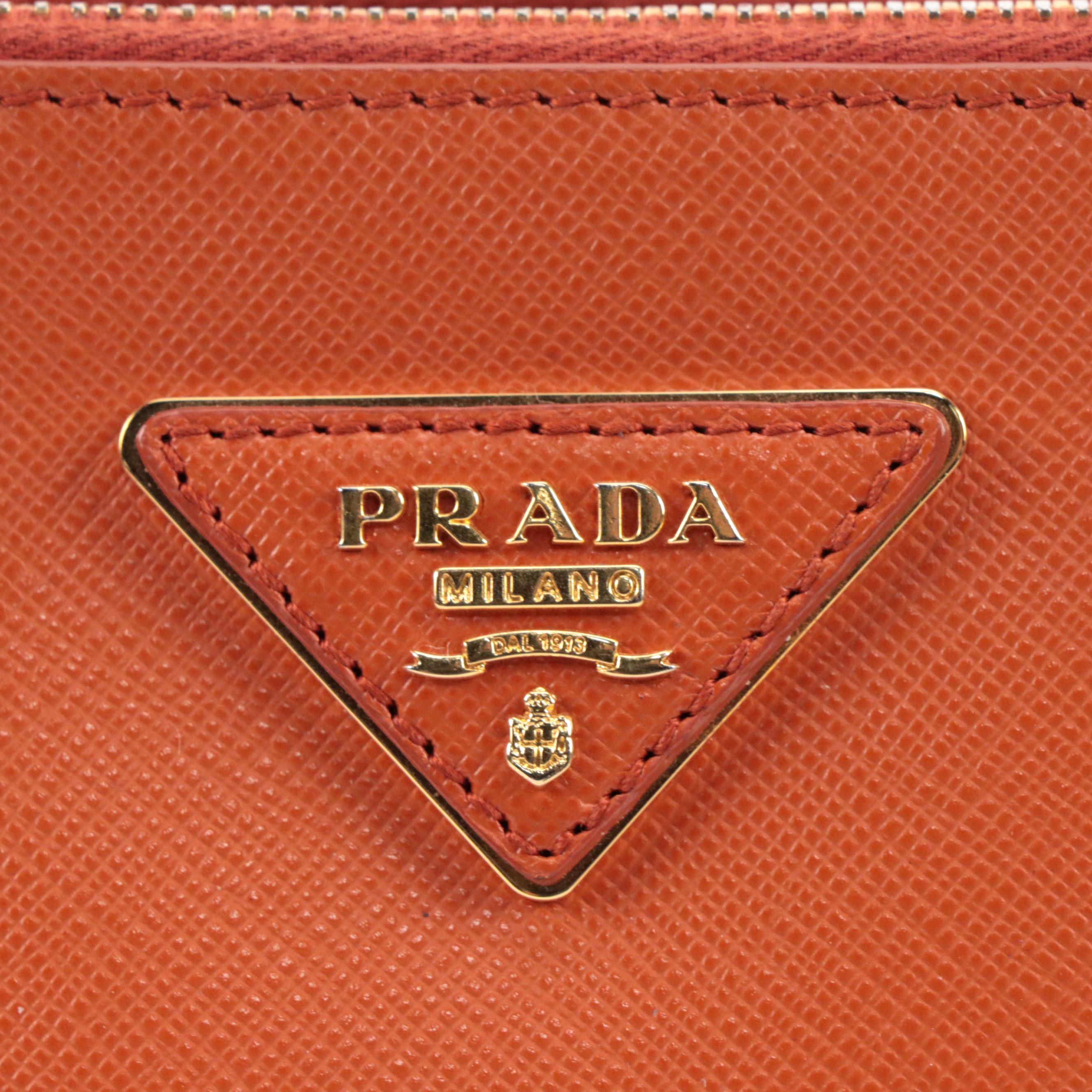 Prada Galleria Papaya Saffiano Leather Double Zip Tote Bag