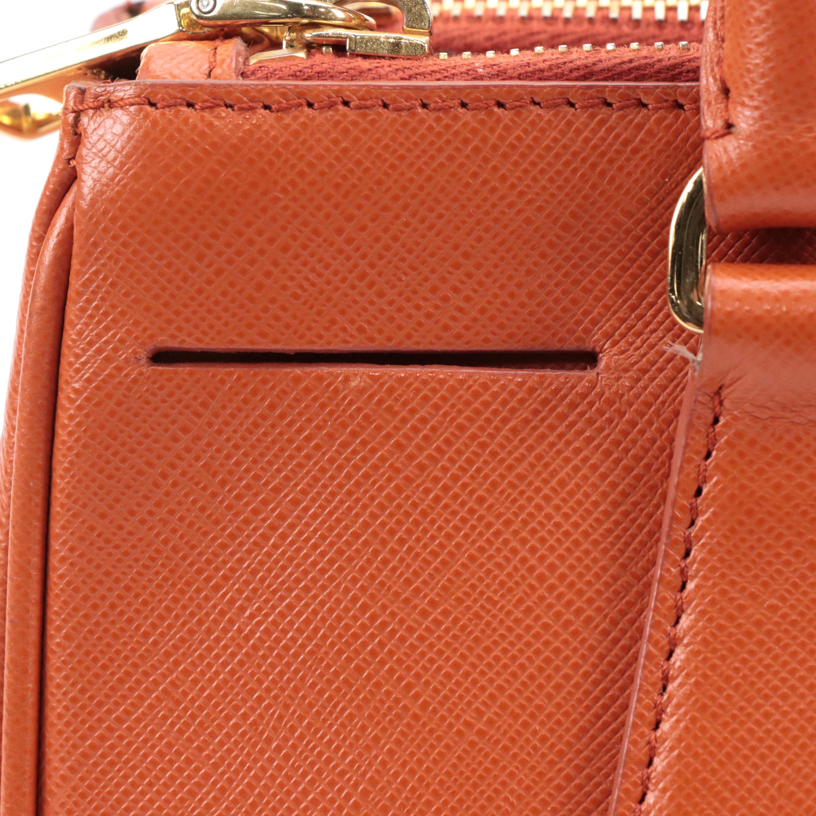 Prada Galleria Papaya Saffiano Leather Double Zip Tote Bag