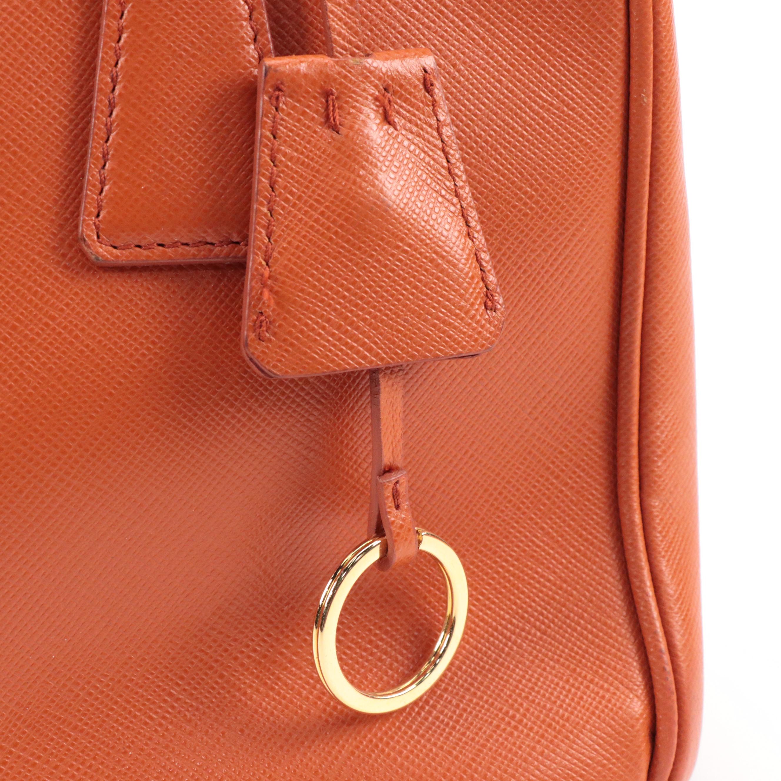 Prada Galleria Papaya Saffiano Leather Double Zip Tote Bag