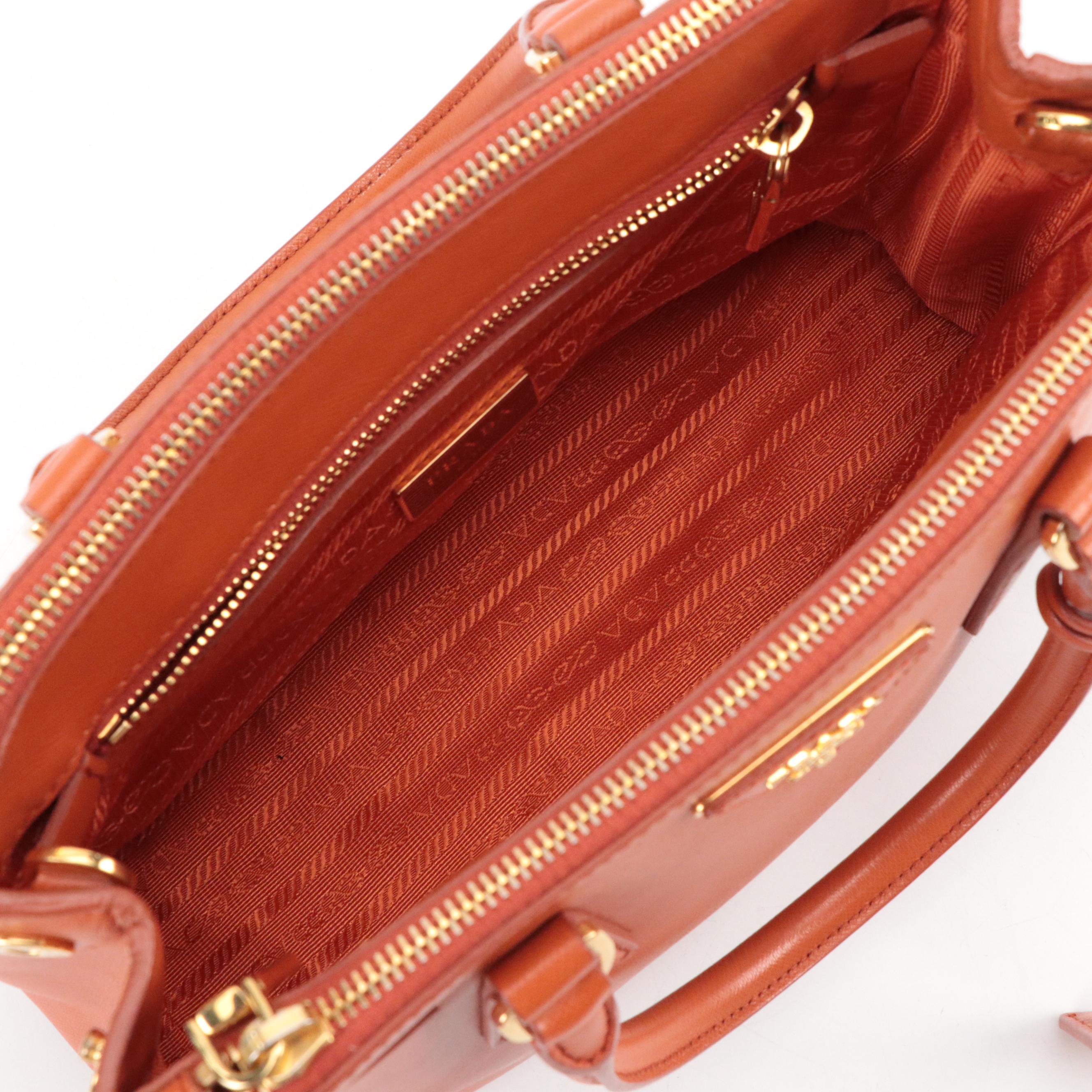 Prada Galleria Papaya Saffiano Leather Double Zip Tote Bag