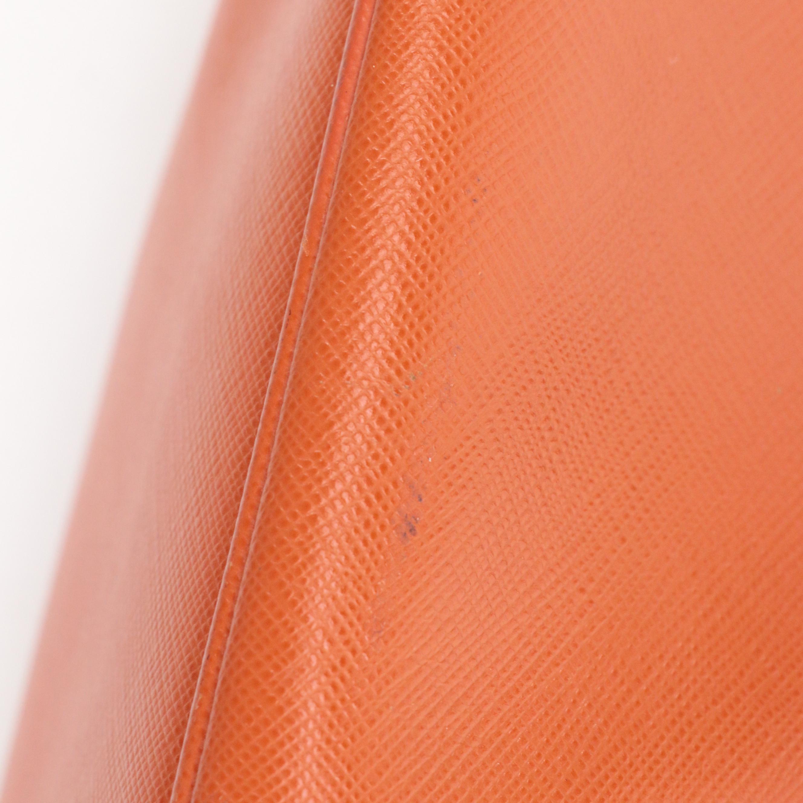 Prada Galleria Papaya Saffiano Leather Double Zip Tote Bag