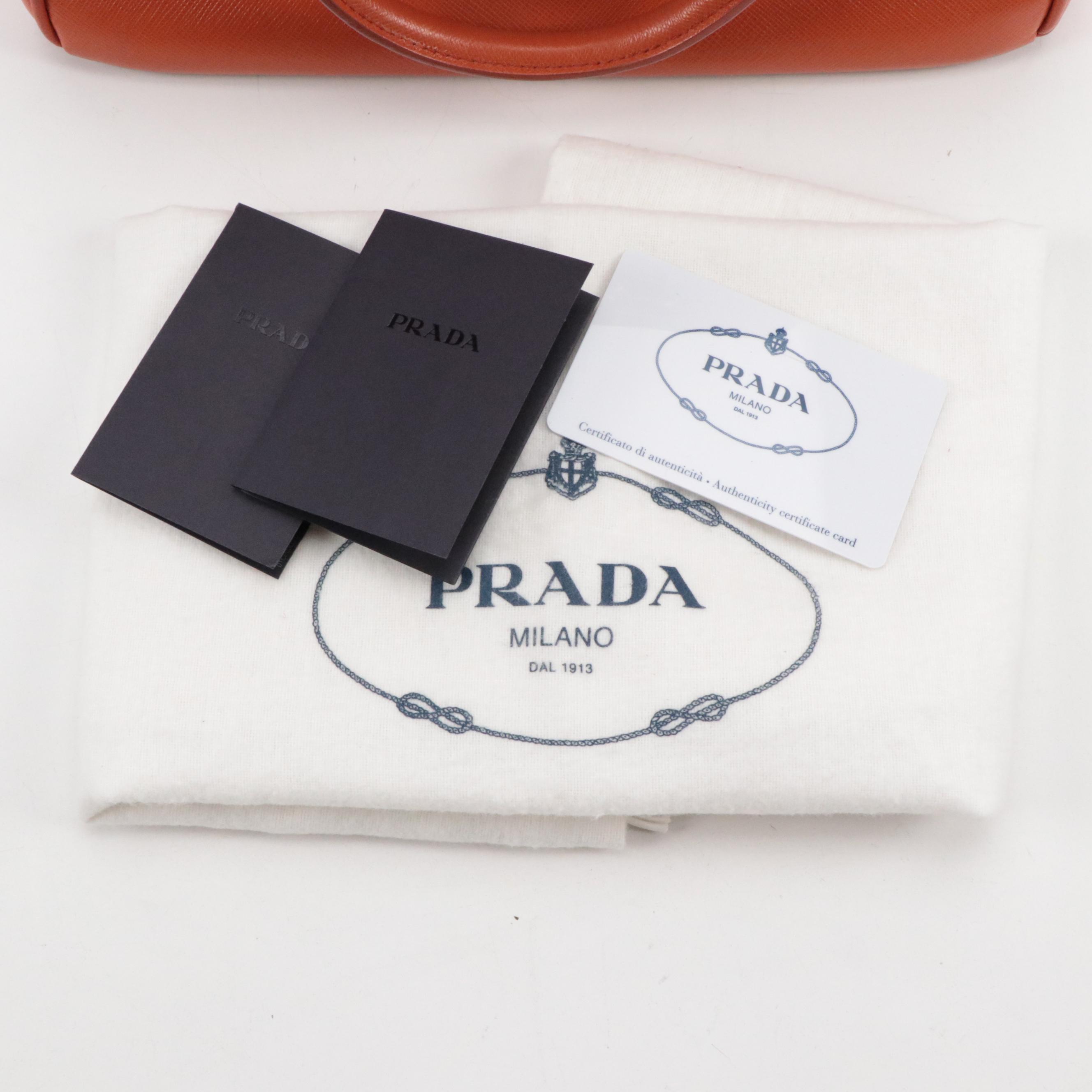 Prada Galleria Papaya Saffiano Leather Double Zip Tote Bag