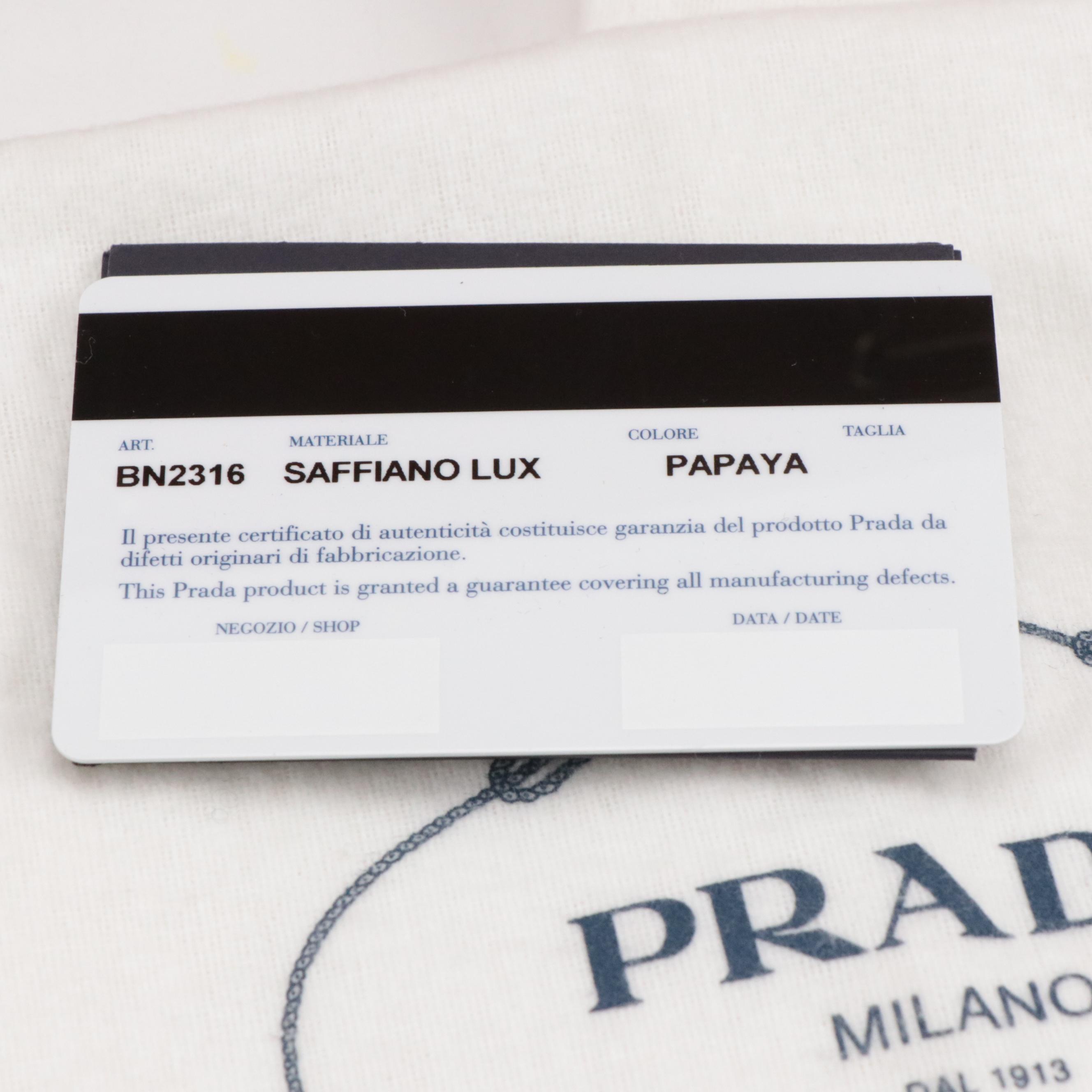 Prada Galleria Papaya Saffiano Leather Double Zip Tote Bag