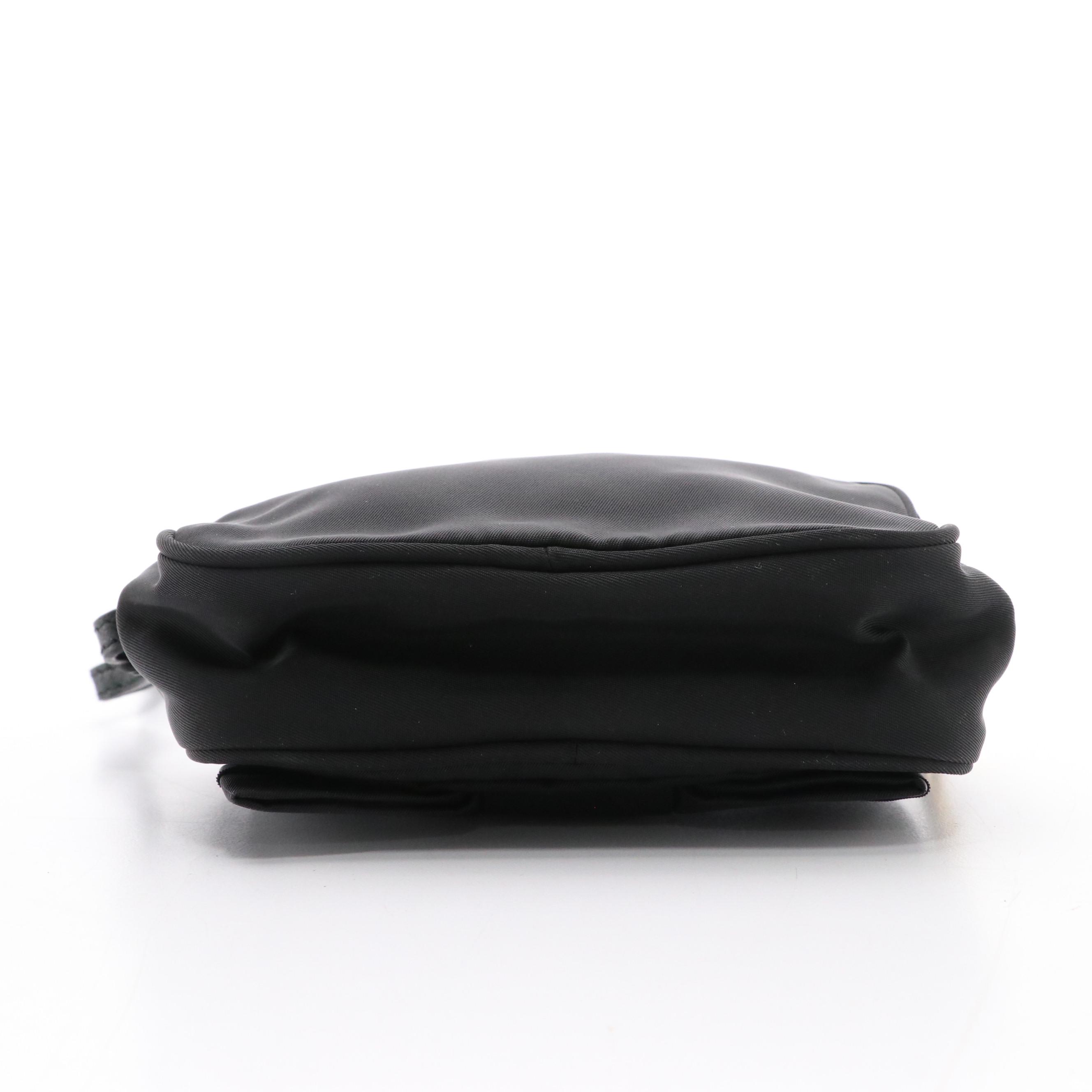 Prada Bow Mini Wristlet Pouch in Nylon with Saffiano Leather Trim