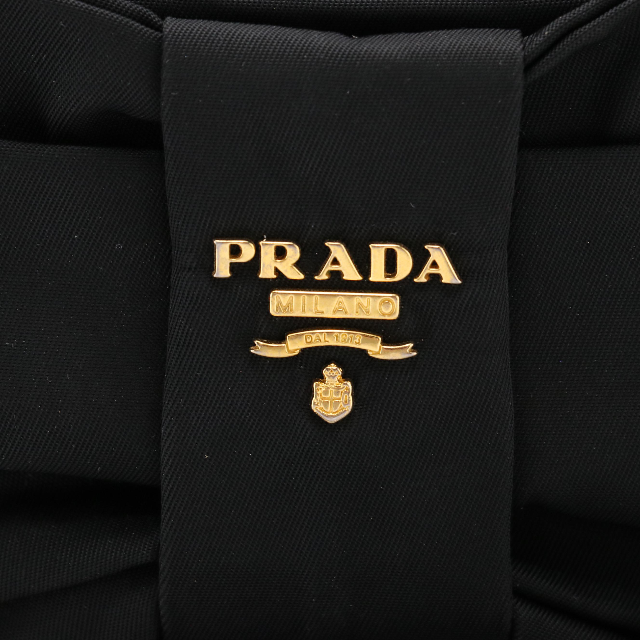 Prada Bow Mini Wristlet Pouch in Nylon with Saffiano Leather Trim