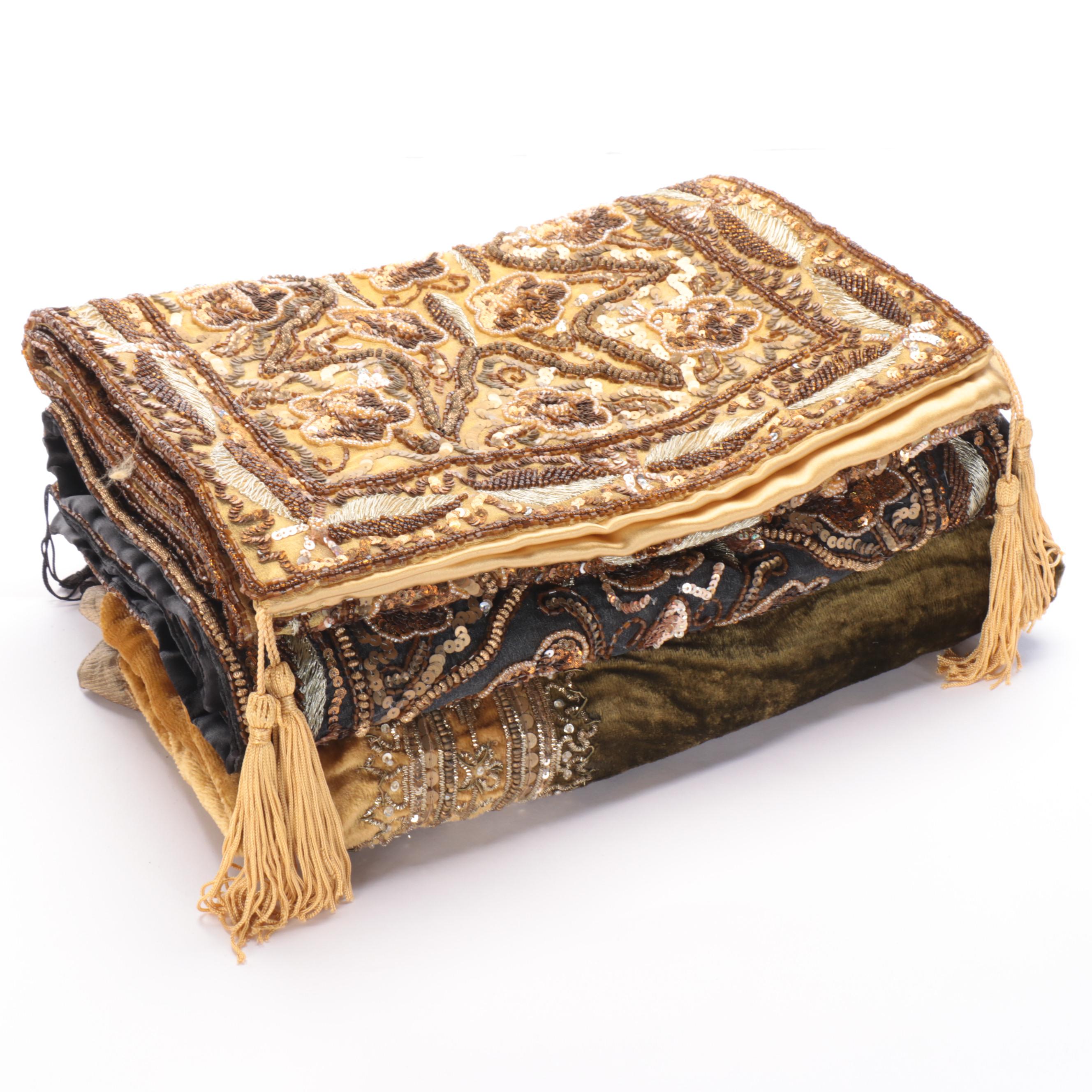 Beaded and Velvet Tablecloth and Table Runners