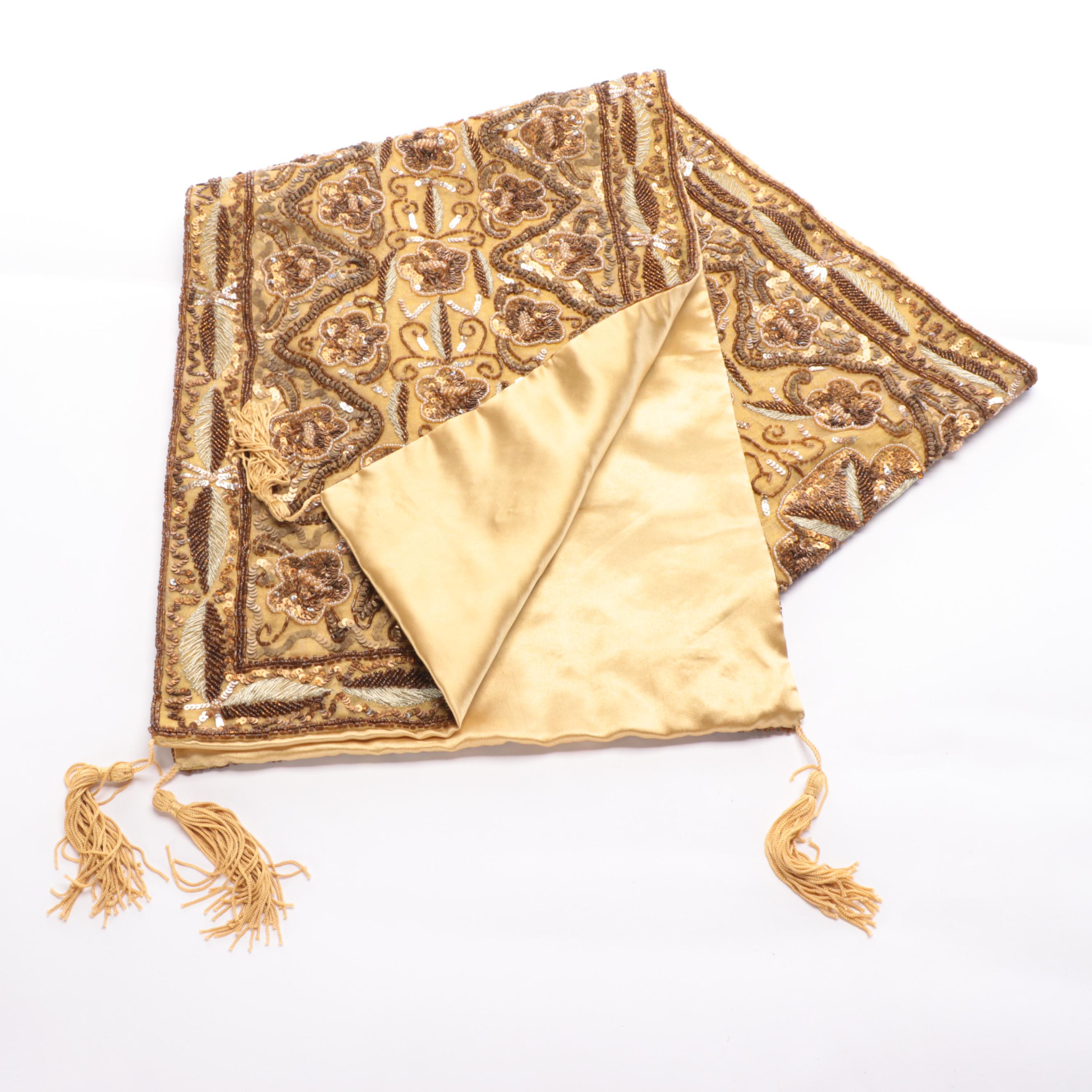 Beaded and Velvet Tablecloth and Table Runners