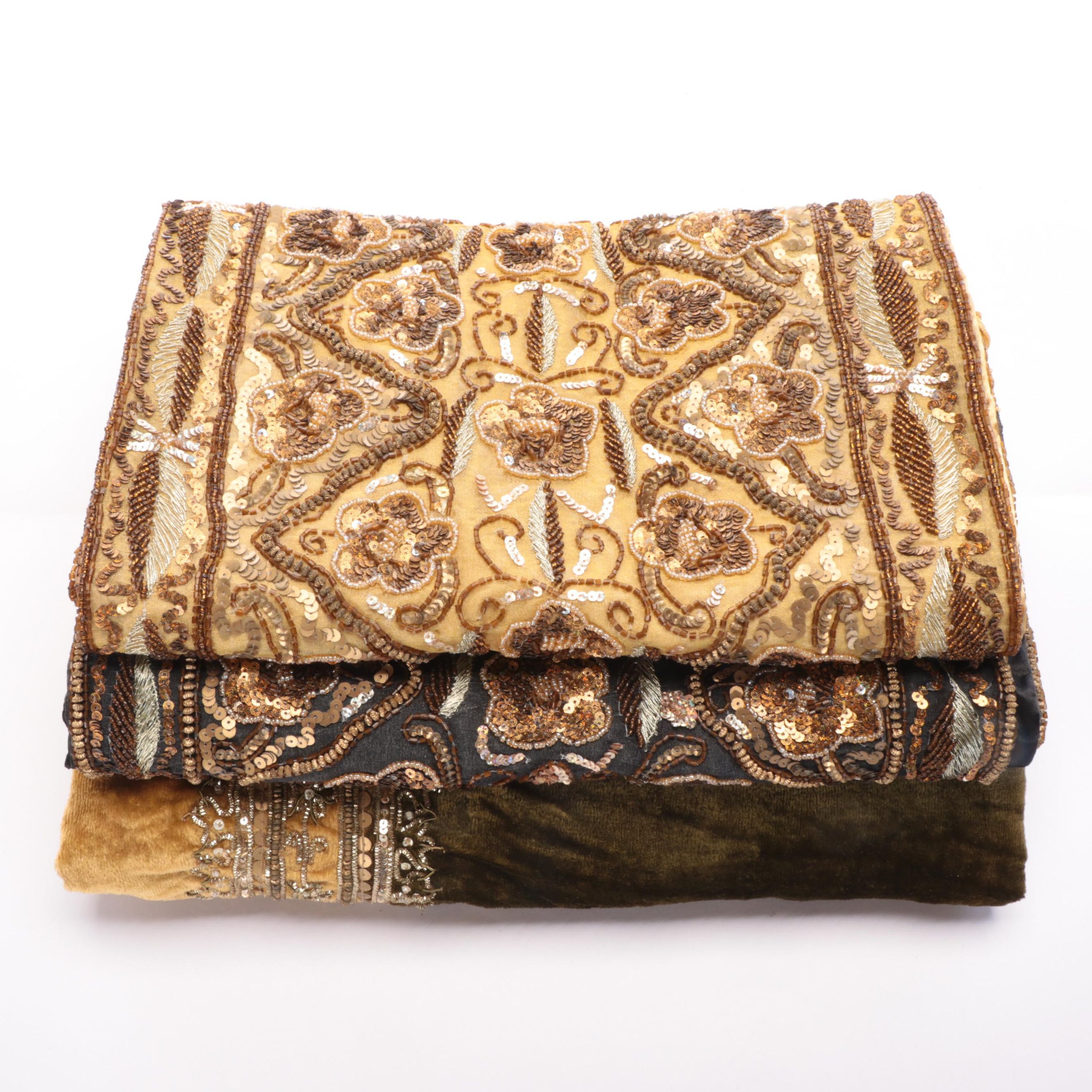 Beaded and Velvet Tablecloth and Table Runners