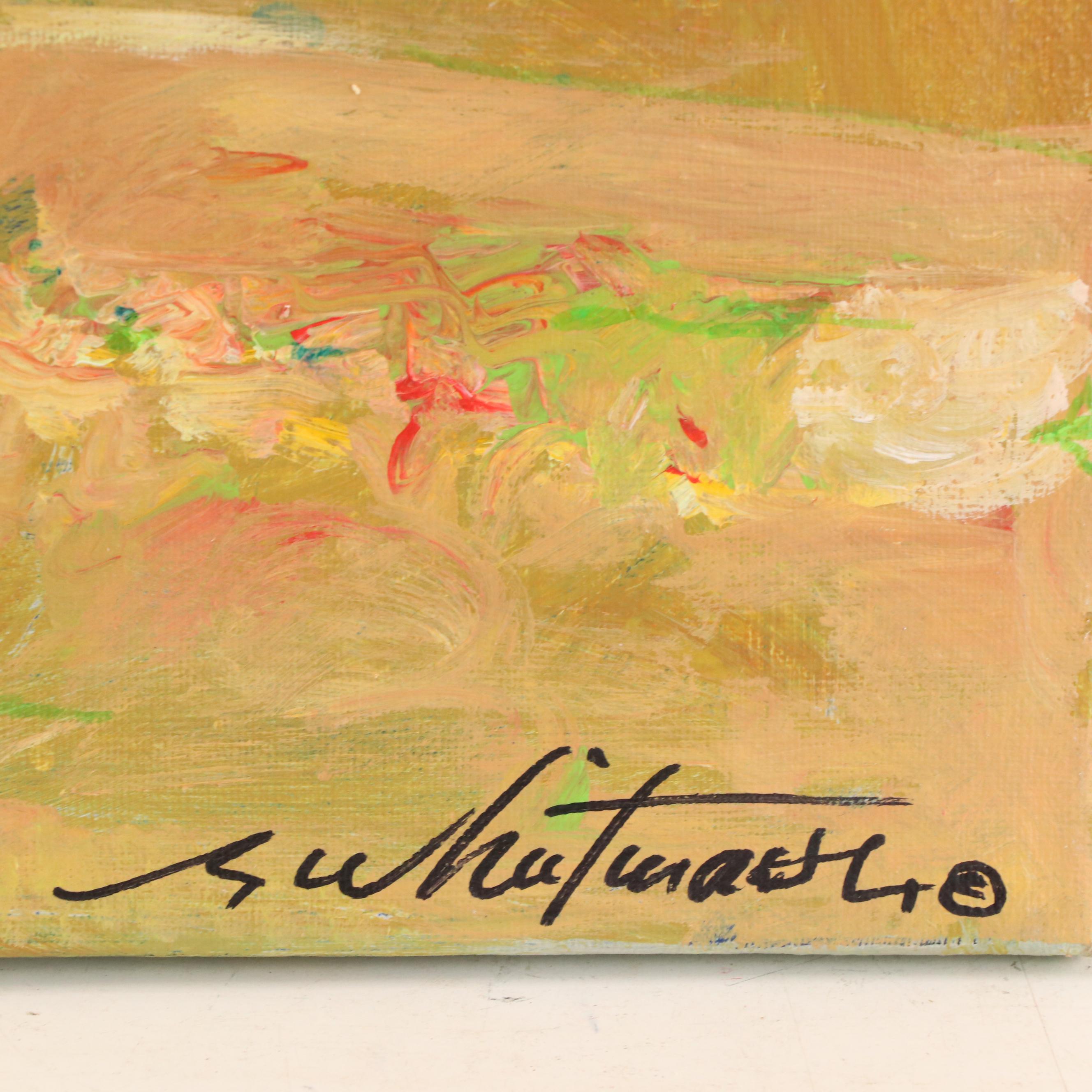 Mark Whitmarsh Stylized Floral Still Life Acrylic Painting "Golden Hour II"