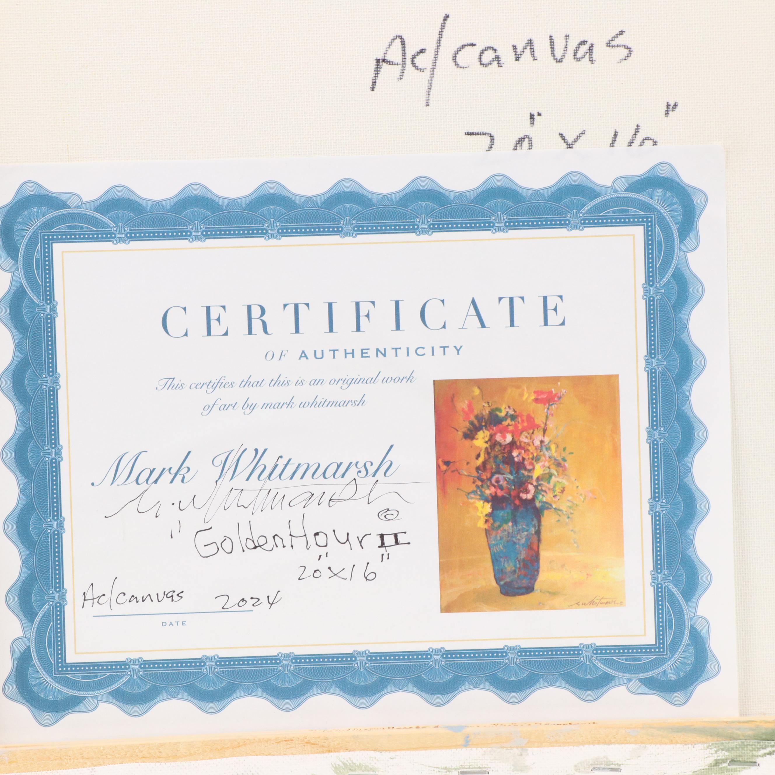 Mark Whitmarsh Stylized Floral Still Life Acrylic Painting "Golden Hour II"