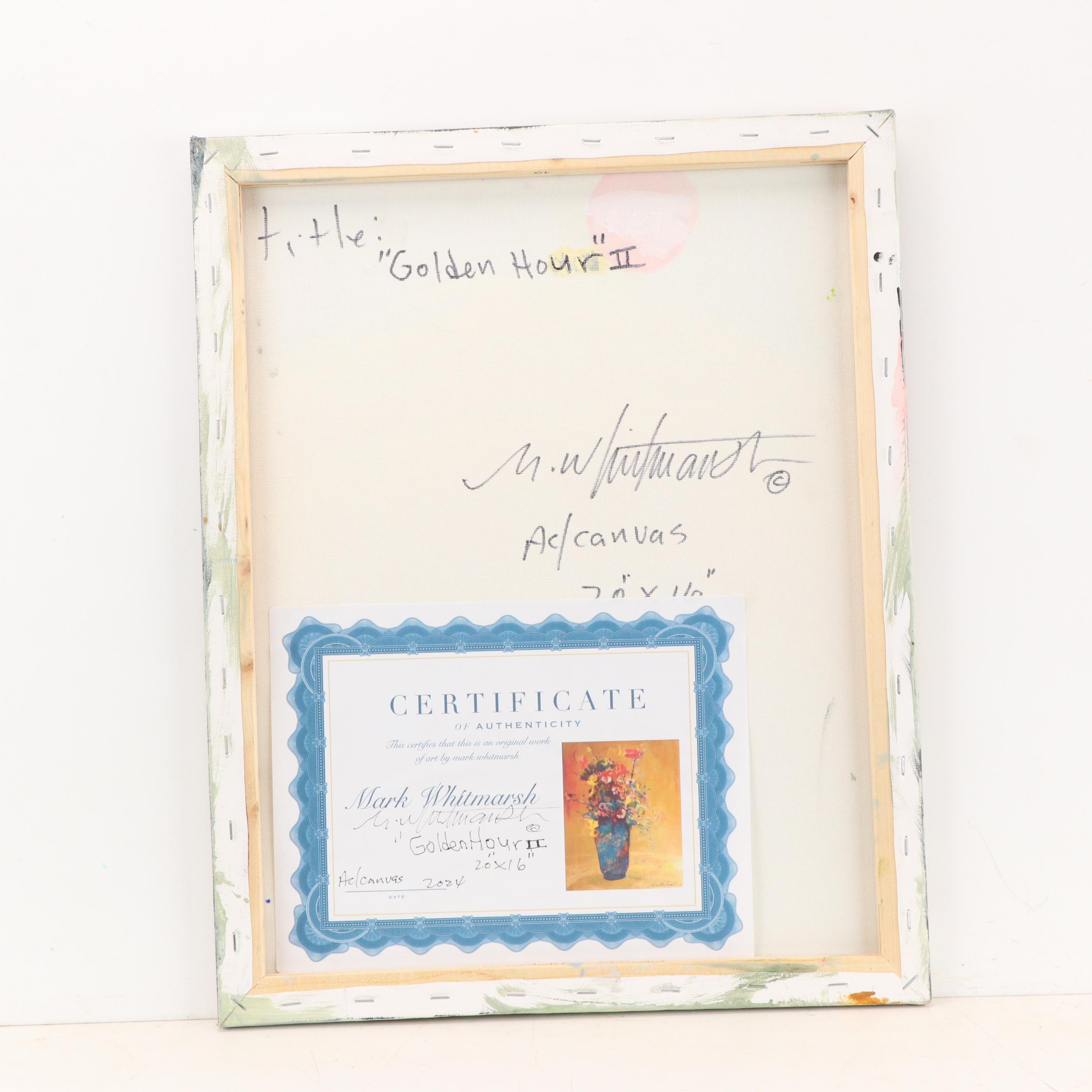 Mark Whitmarsh Stylized Floral Still Life Acrylic Painting "Golden Hour II"