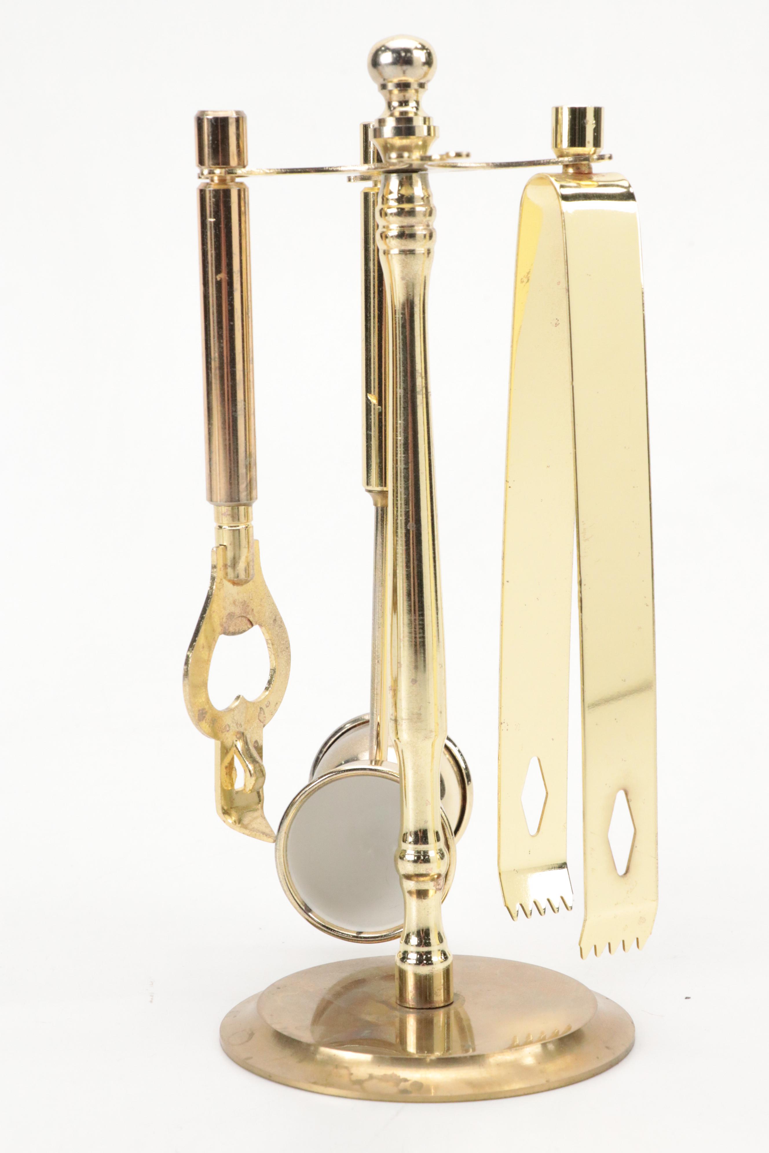 Bombay Company Glass Lily Bottle Stoppers, Brass Bar Tool Set and More