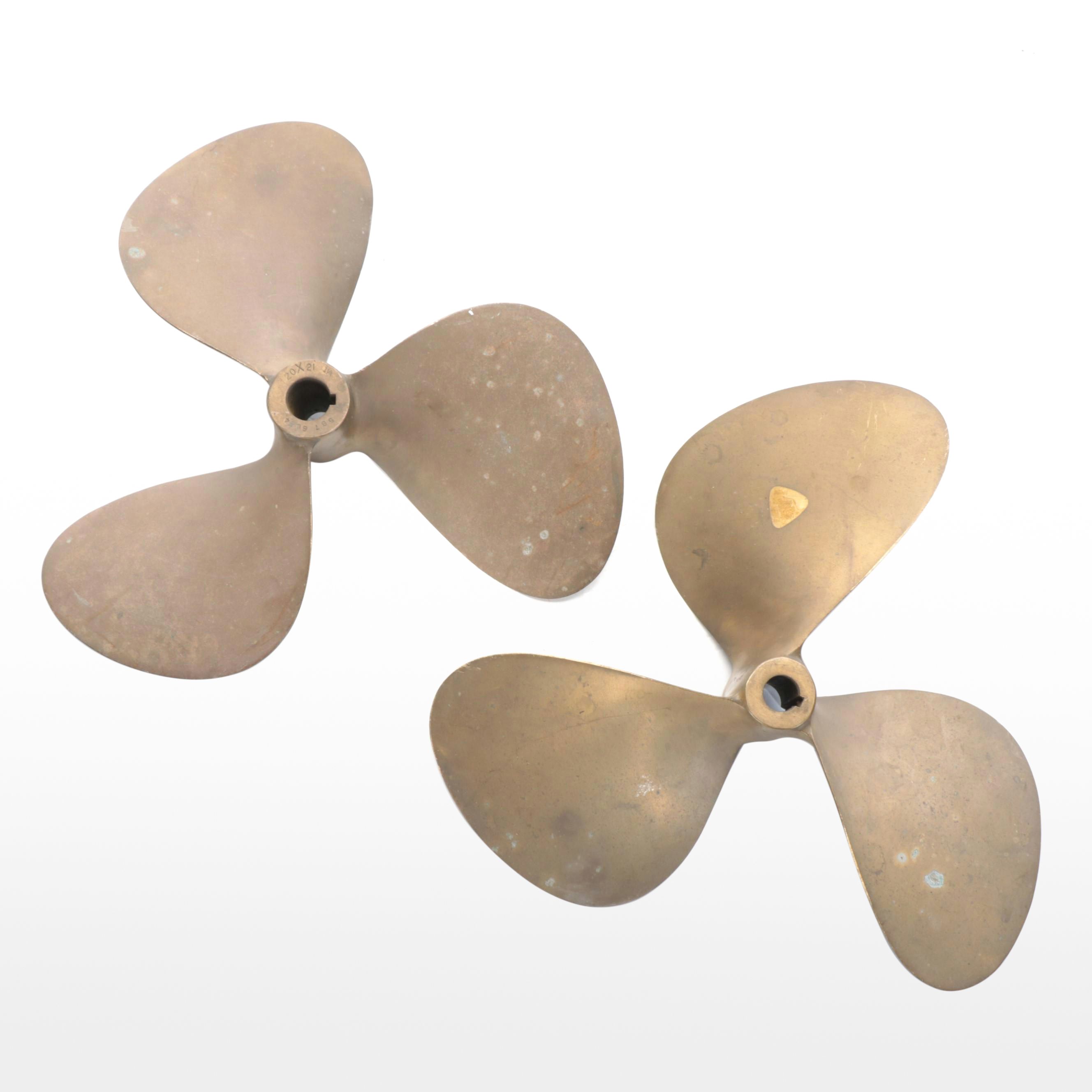 Pair of Brass Three Blade Boat Propellers