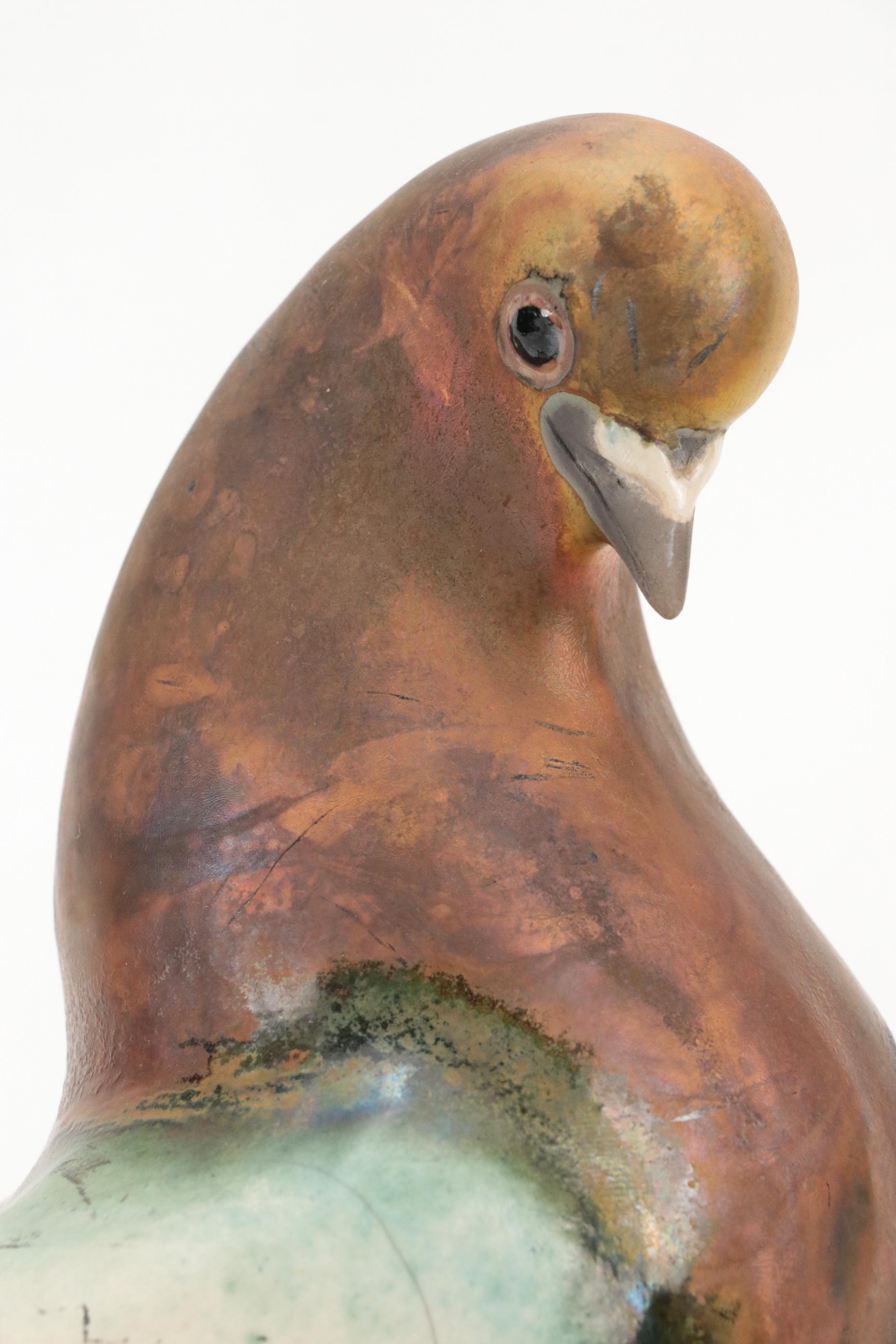Ltd. Ed. Glo Coalson Signed Raku Art Pottery Pigeon Figurine, 1997