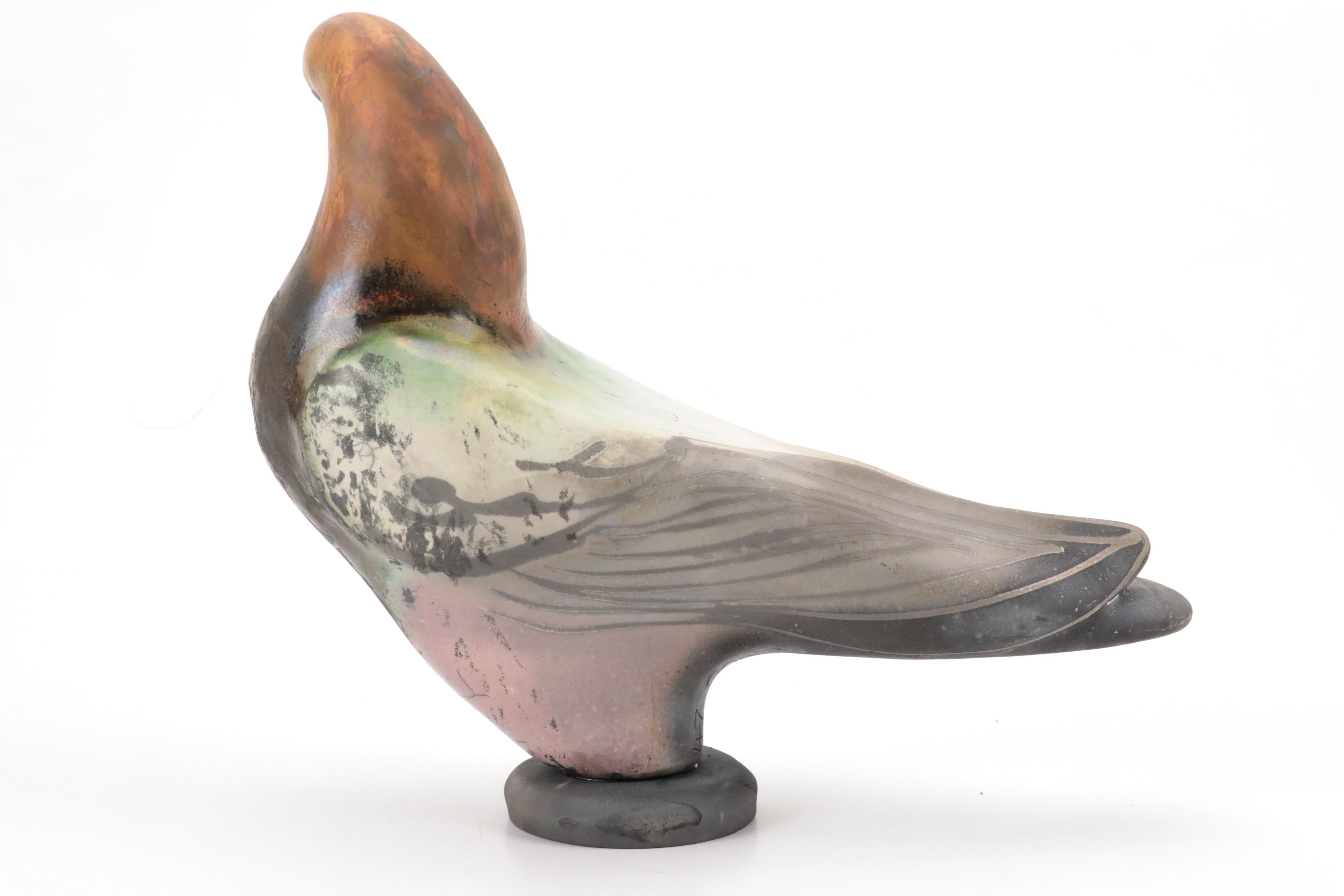 Ltd. Ed. Glo Coalson Signed Raku Art Pottery Pigeon Figurine, 1997