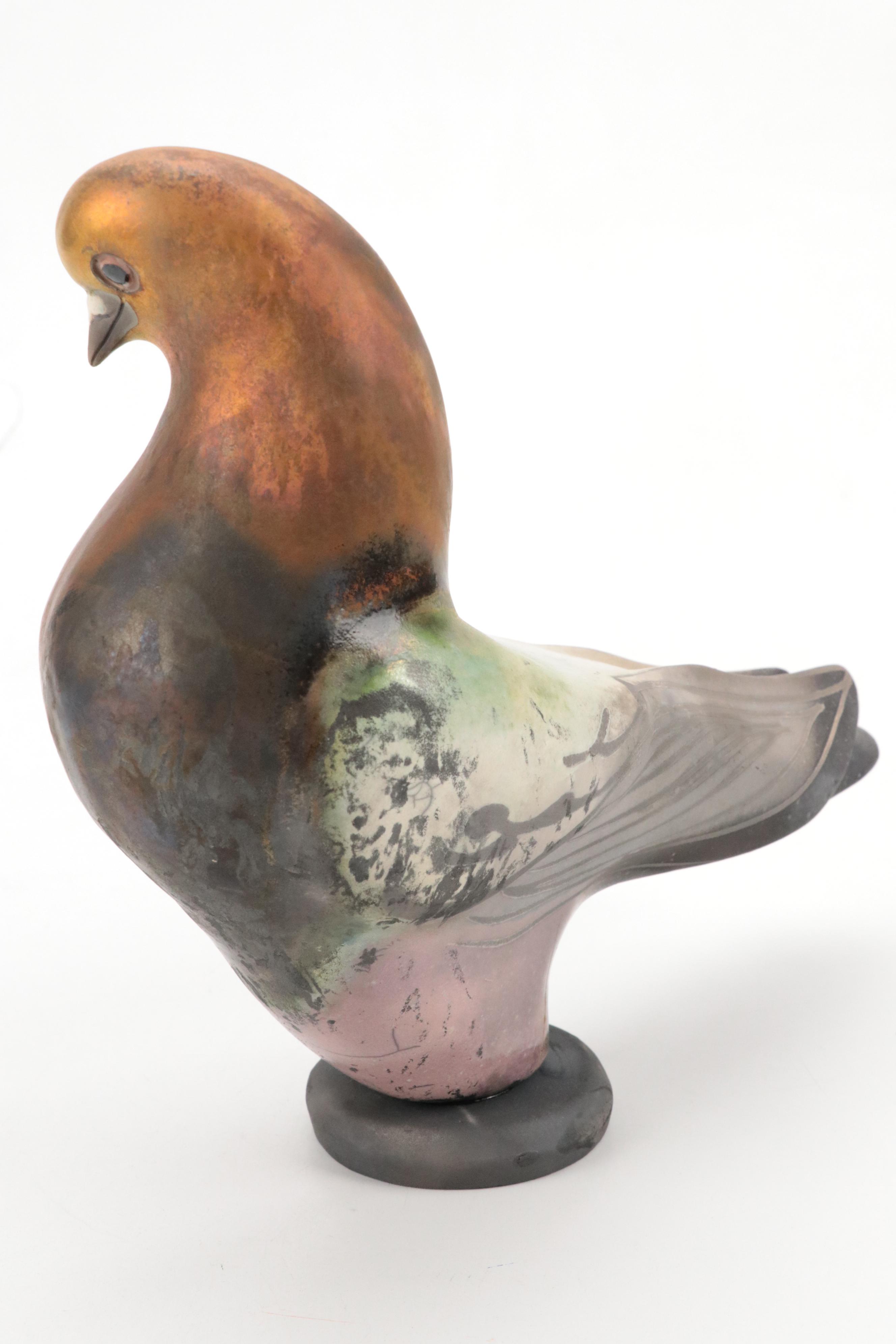 Ltd. Ed. Glo Coalson Signed Raku Art Pottery Pigeon Figurine, 1997