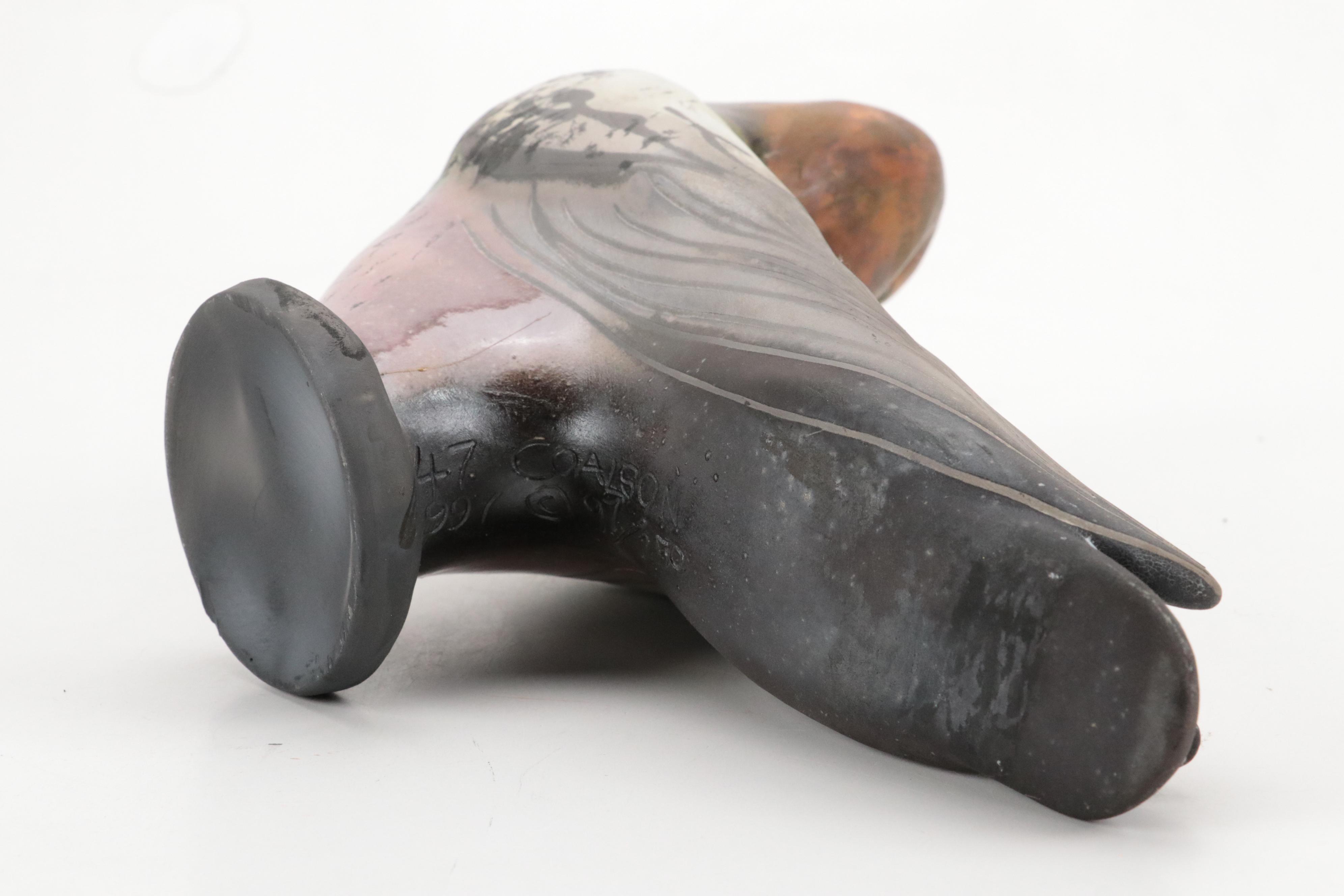 Ltd. Ed. Glo Coalson Signed Raku Art Pottery Pigeon Figurine, 1997