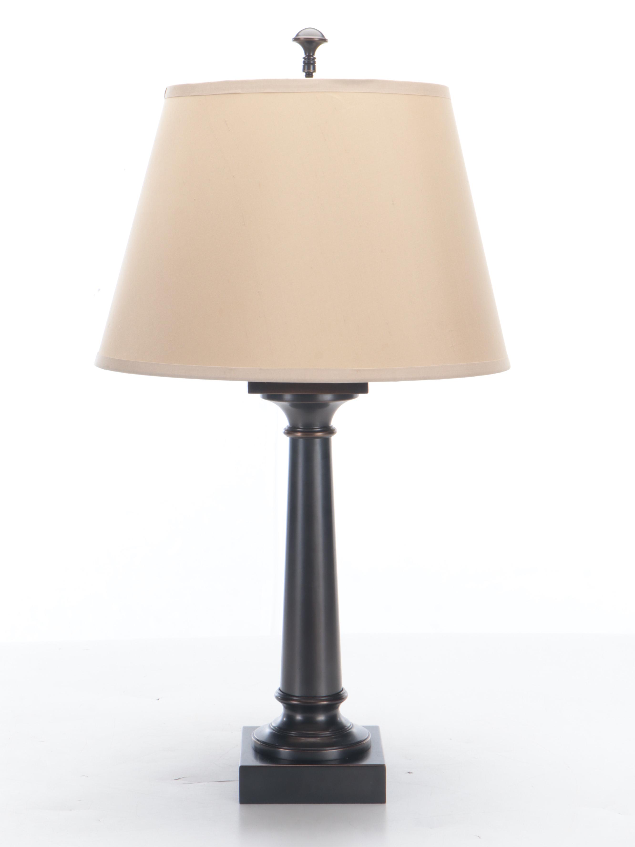 Restoration Hardware Oil Rubbed Bronze Metal Column Table Lamps, 2009