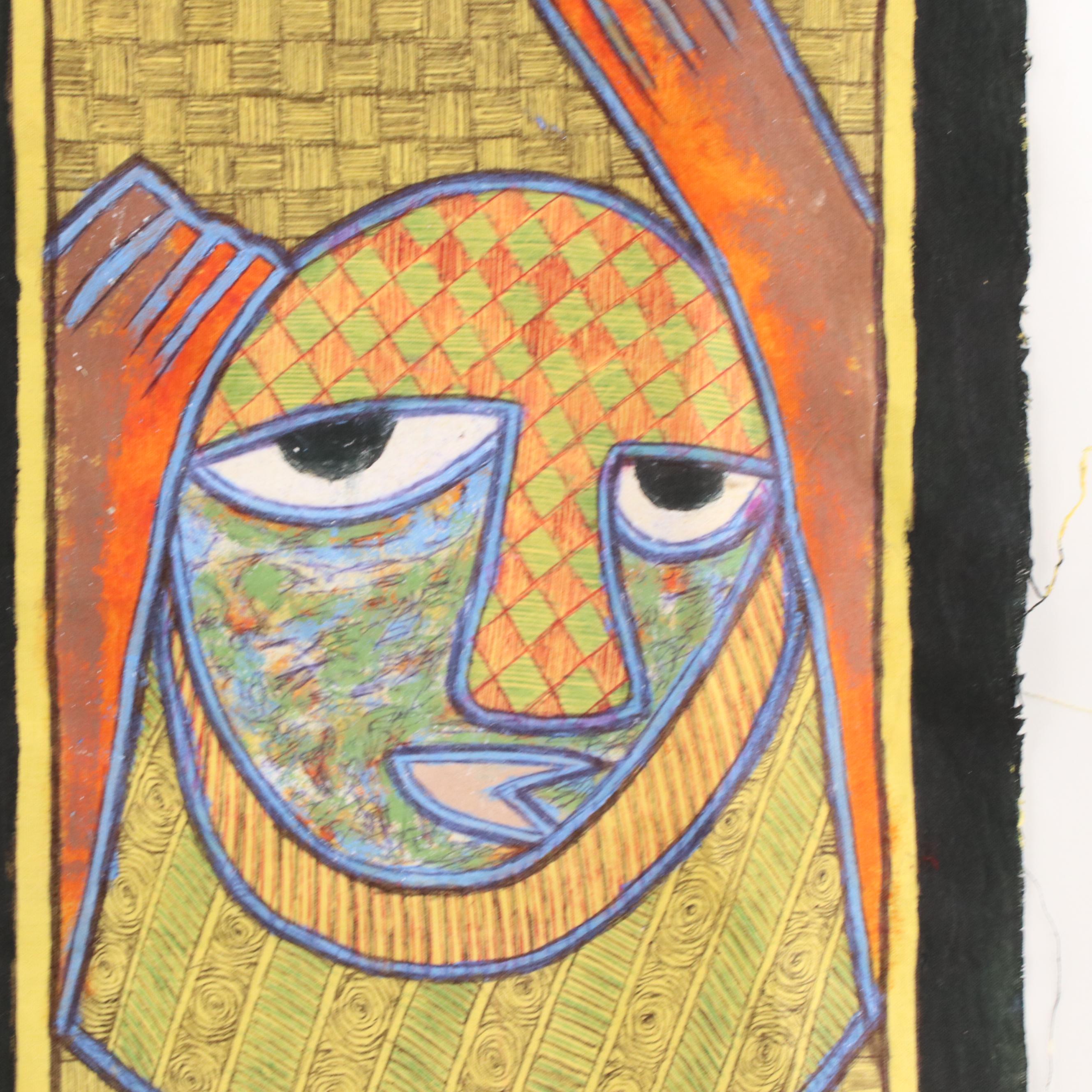 Kayode Buraimoh Stylized Mixed Media Paintings, 21st Century