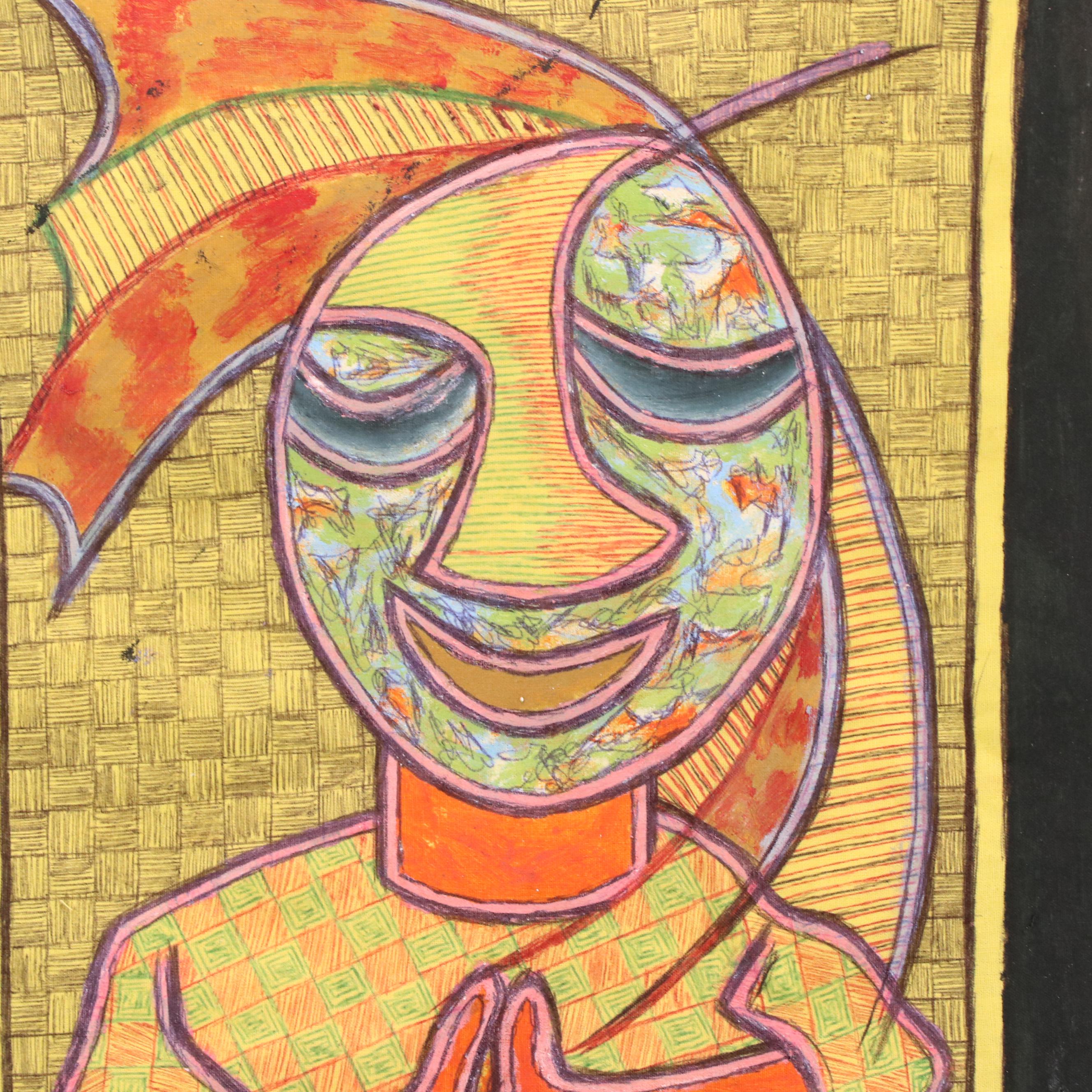 Kayode Buraimoh Stylized Mixed Media Paintings, 21st Century