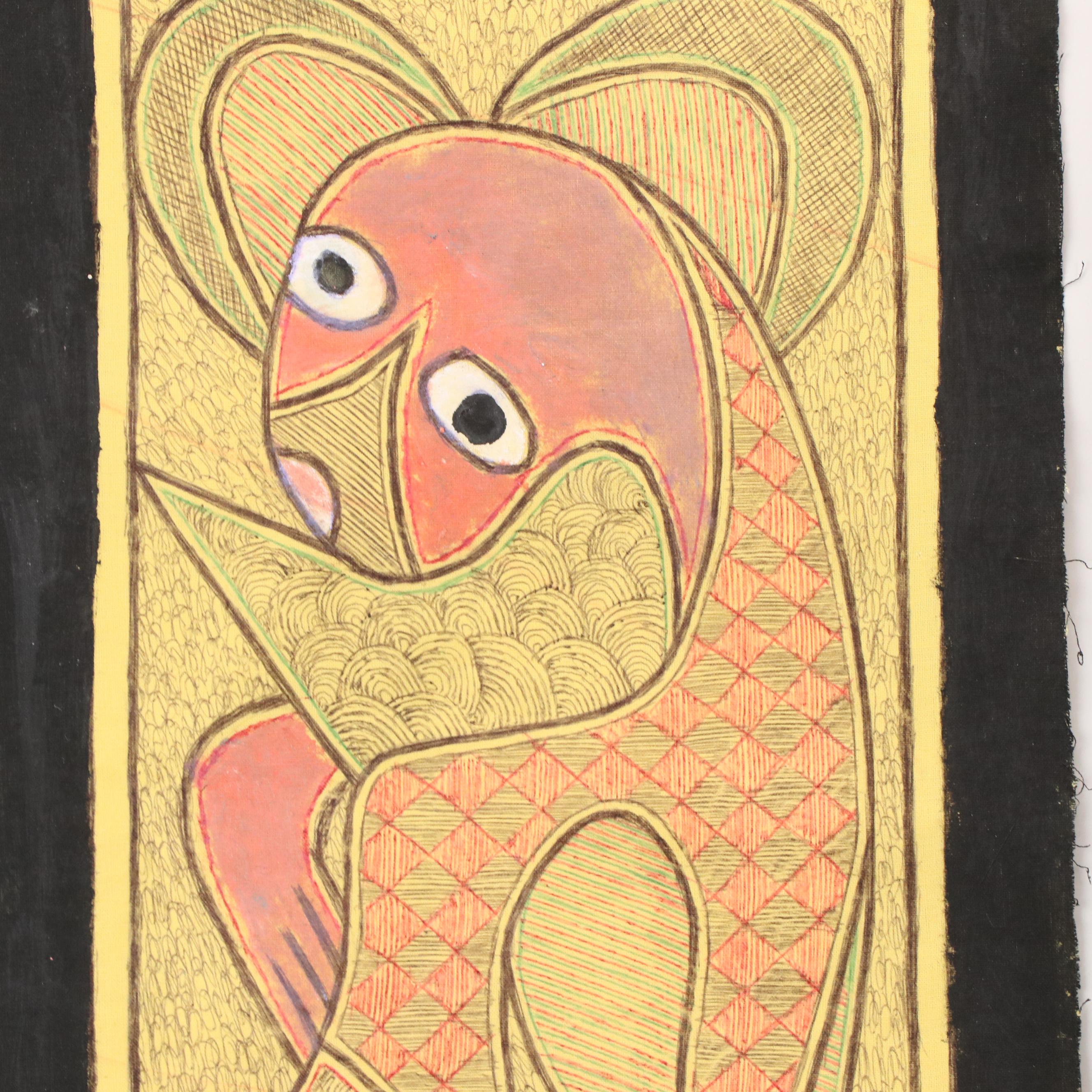 Kayode Buraimoh Stylized Mixed Media Paintings, 21st Century