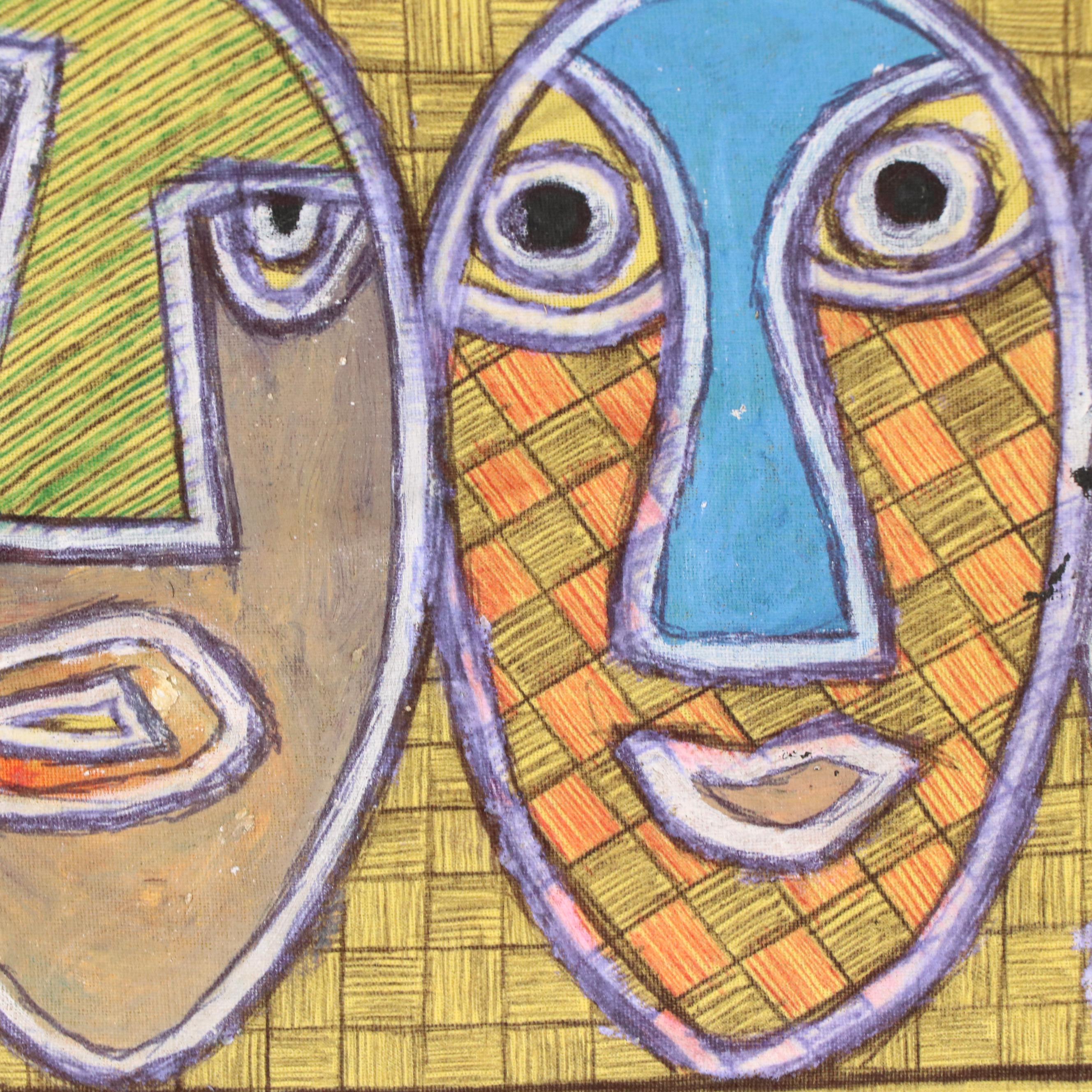 Kayode Buraimoh Stylized Mixed Media Paintings, 21st Century