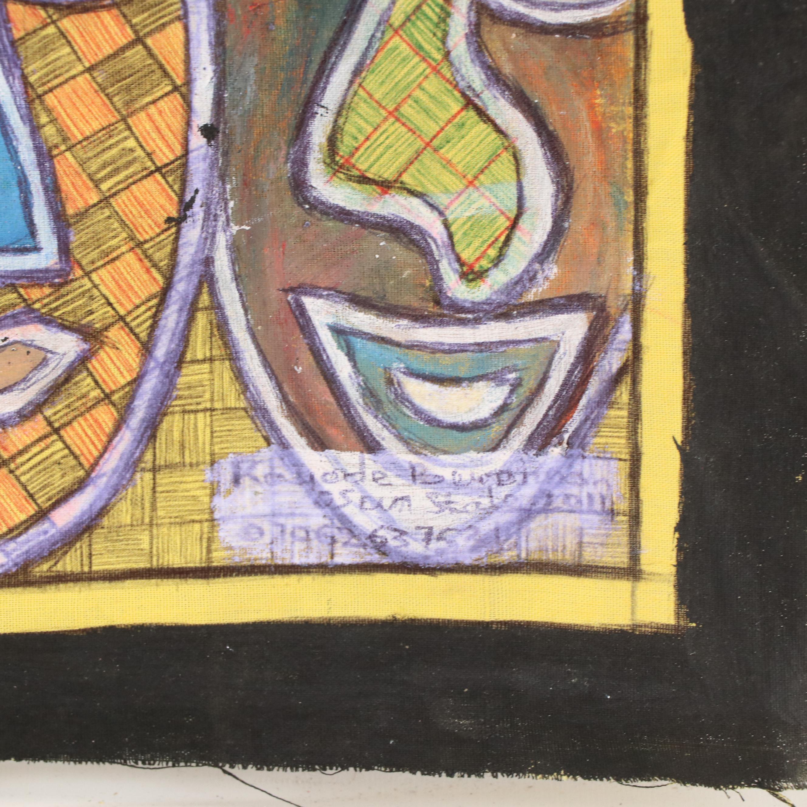 Kayode Buraimoh Stylized Mixed Media Paintings, 21st Century