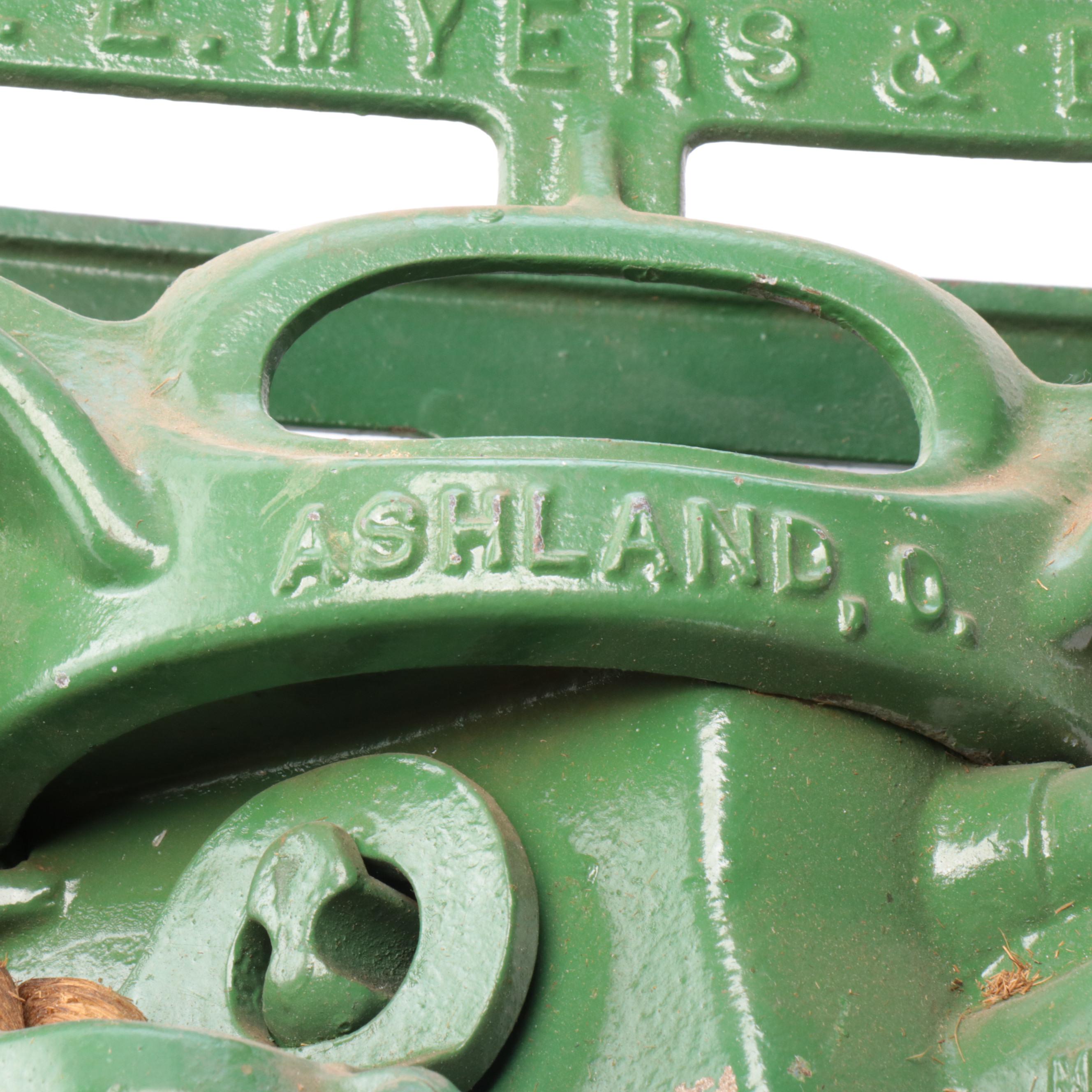The F.E. Myers & Bro. Enameled Cast Iron Hay Bale Trolley System with Rope
