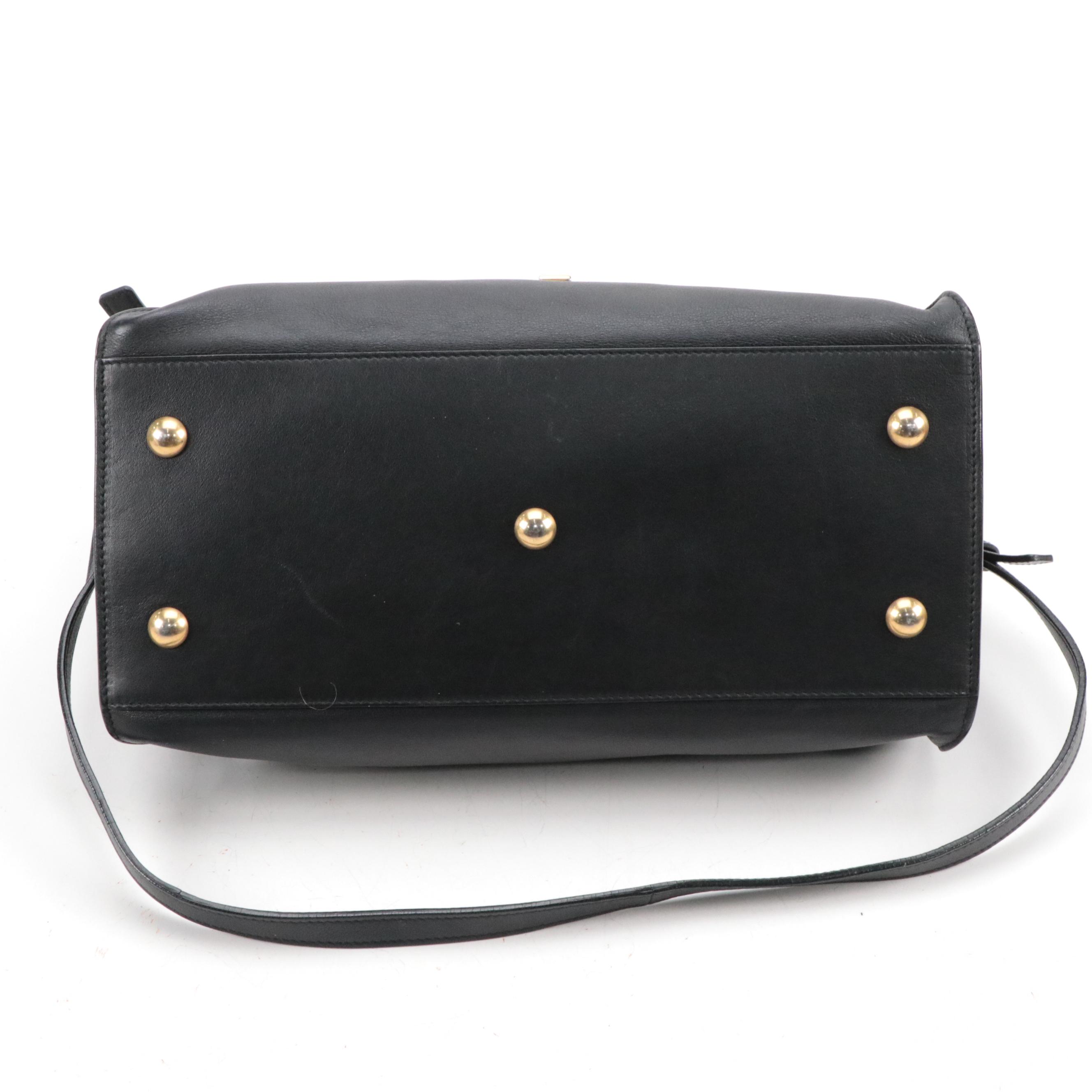 Saint Laurent Classic Cabas Y Two-Way Bag in Black Calfskin Leather