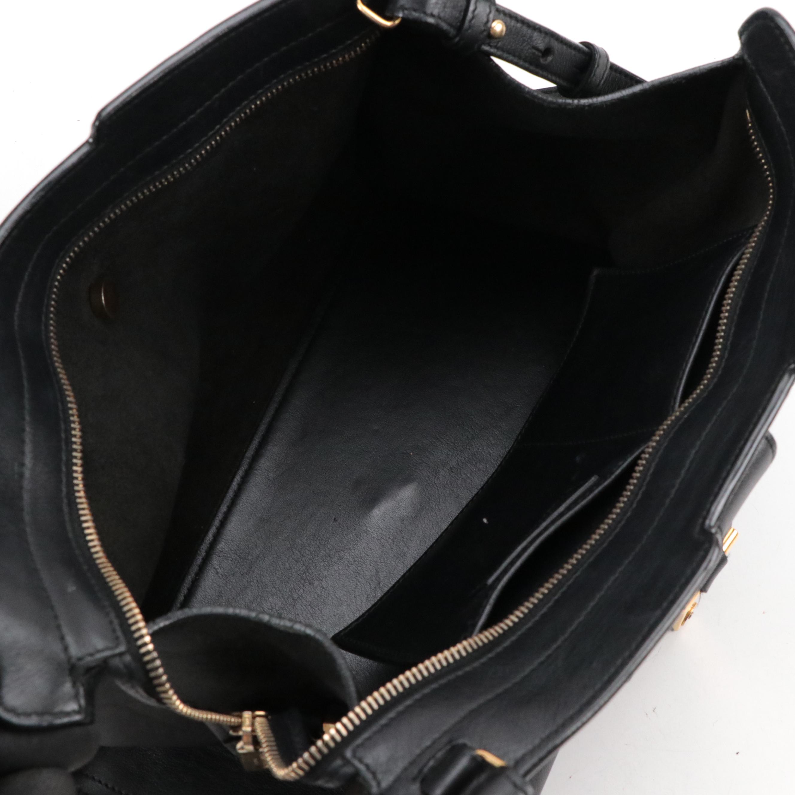 Saint Laurent Classic Cabas Y Two-Way Bag in Black Calfskin Leather