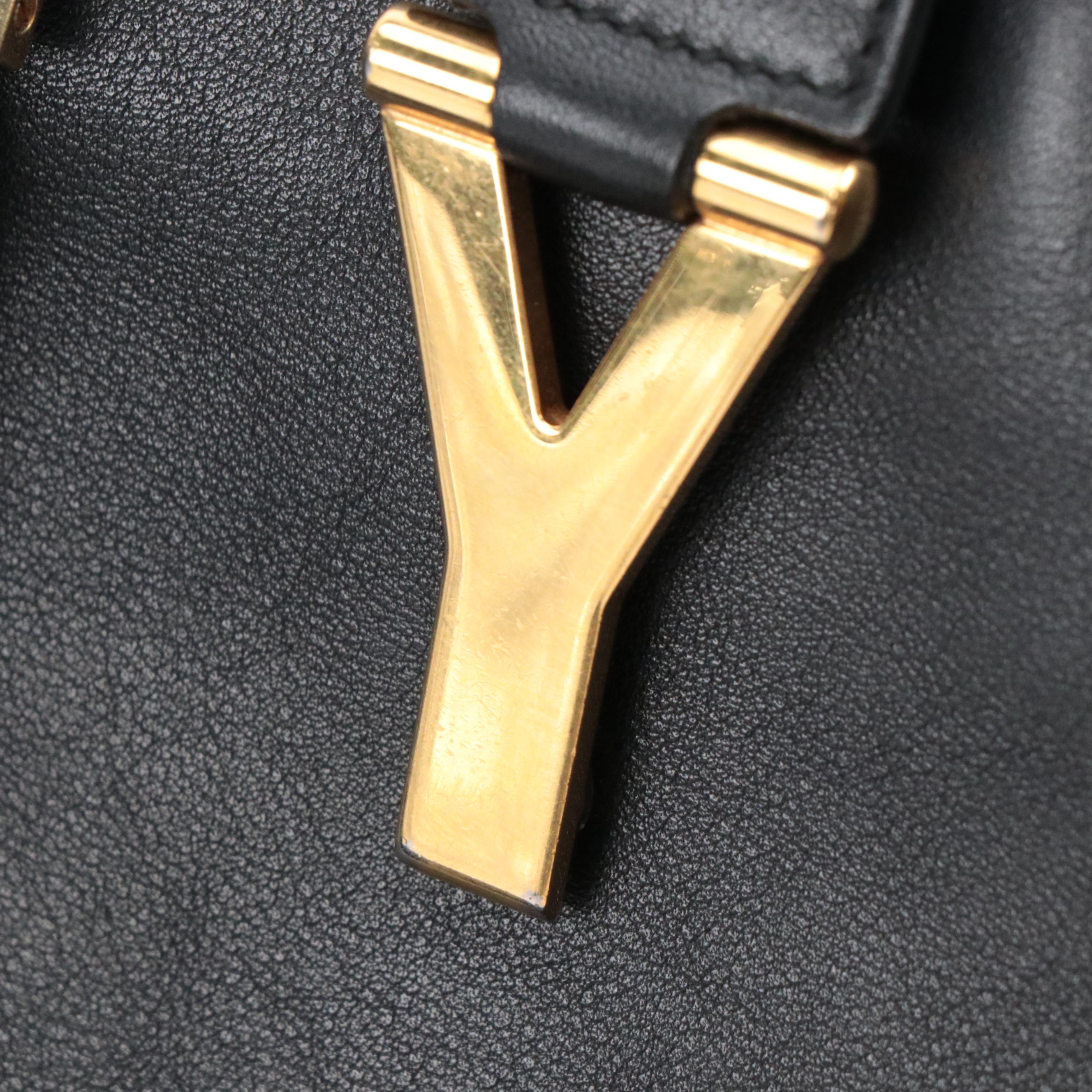 Saint Laurent Classic Cabas Y Two-Way Bag in Black Calfskin Leather