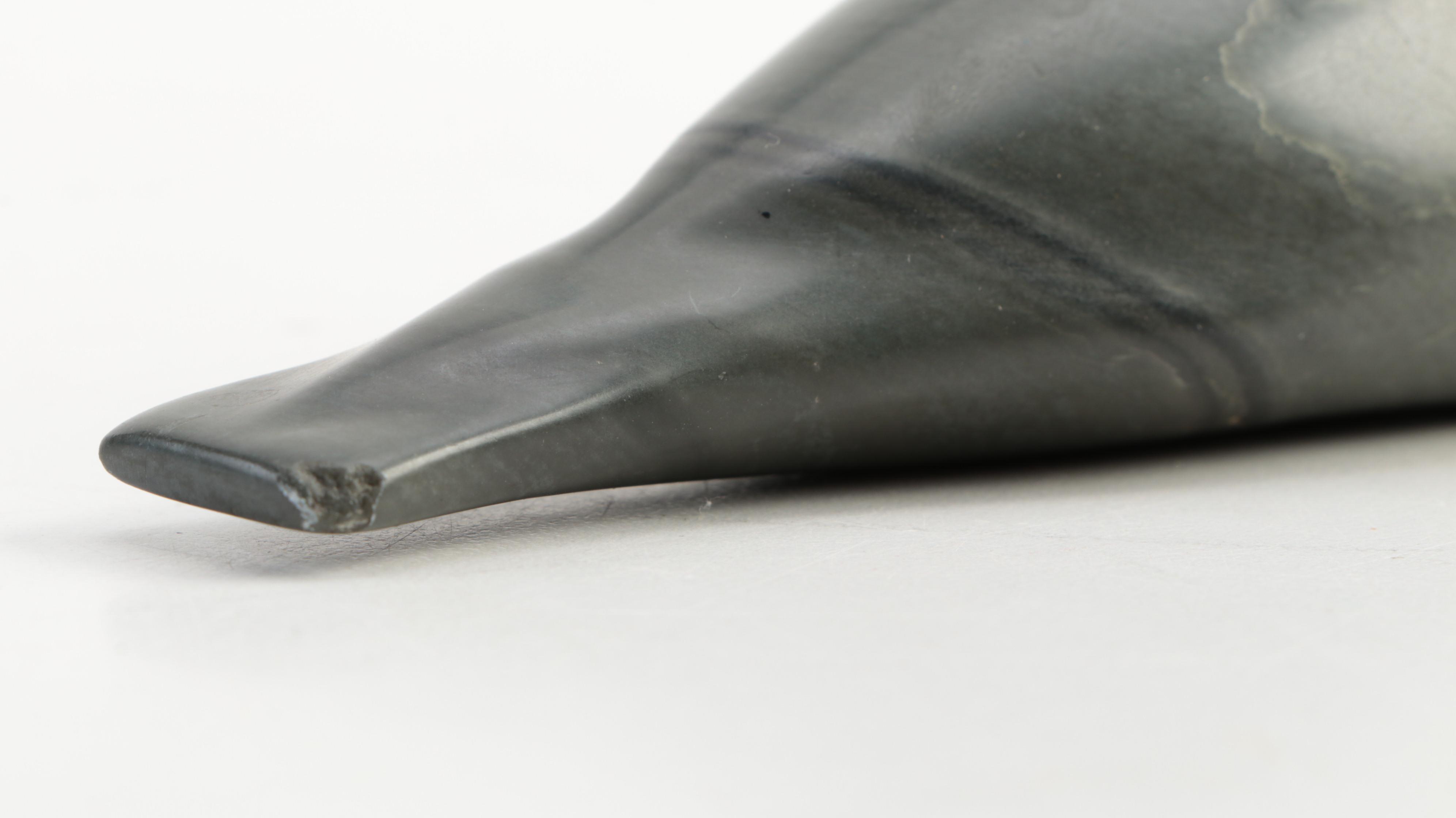 Lalique Signed Teal Glass Angelfish with Alaskan Carved Stone Loon