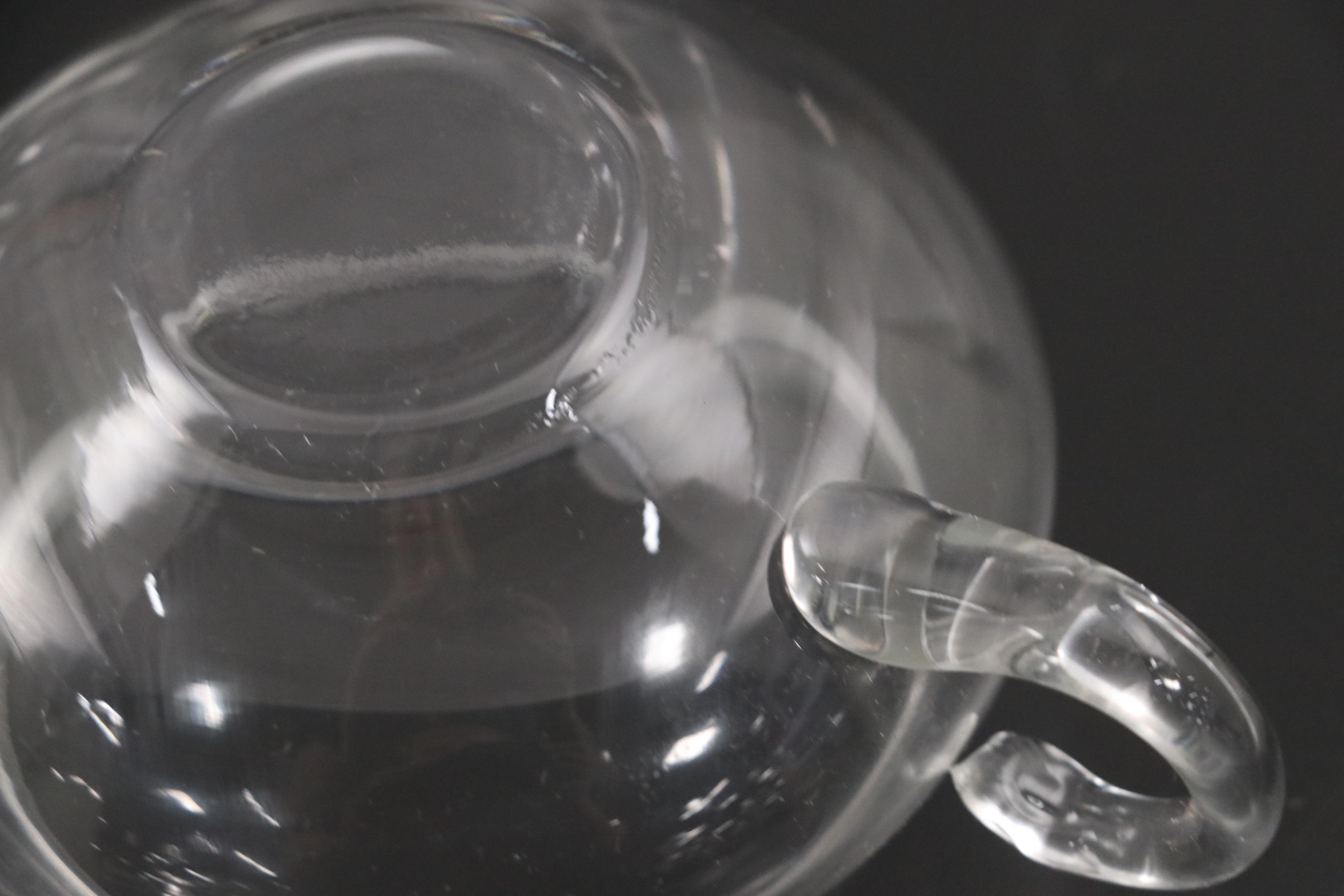 Mid Century Modern Clear Glass Punch Bowl with Matching Punch Cups and Ladles