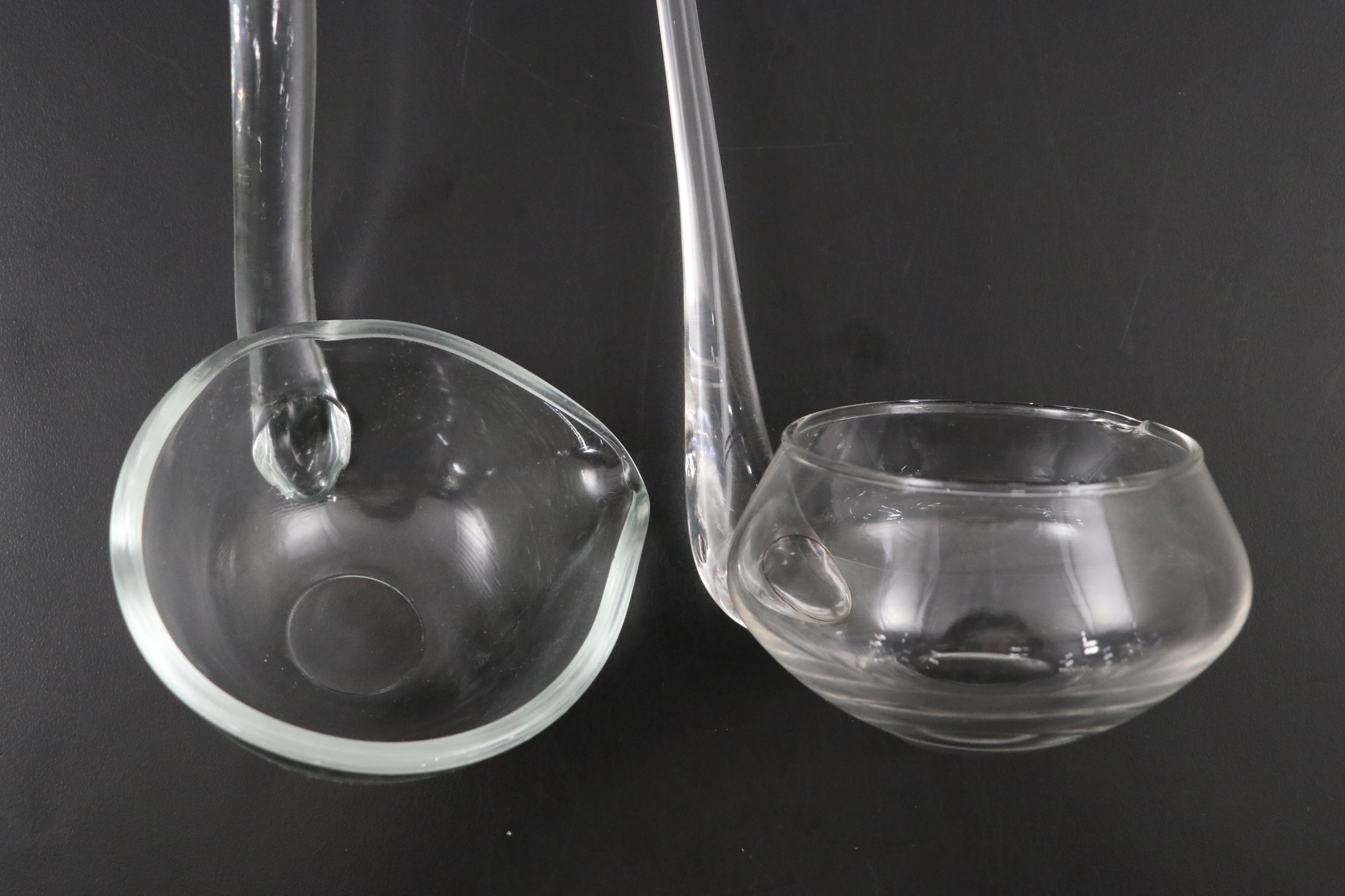 Mid Century Modern Clear Glass Punch Bowl with Matching Punch Cups and Ladles