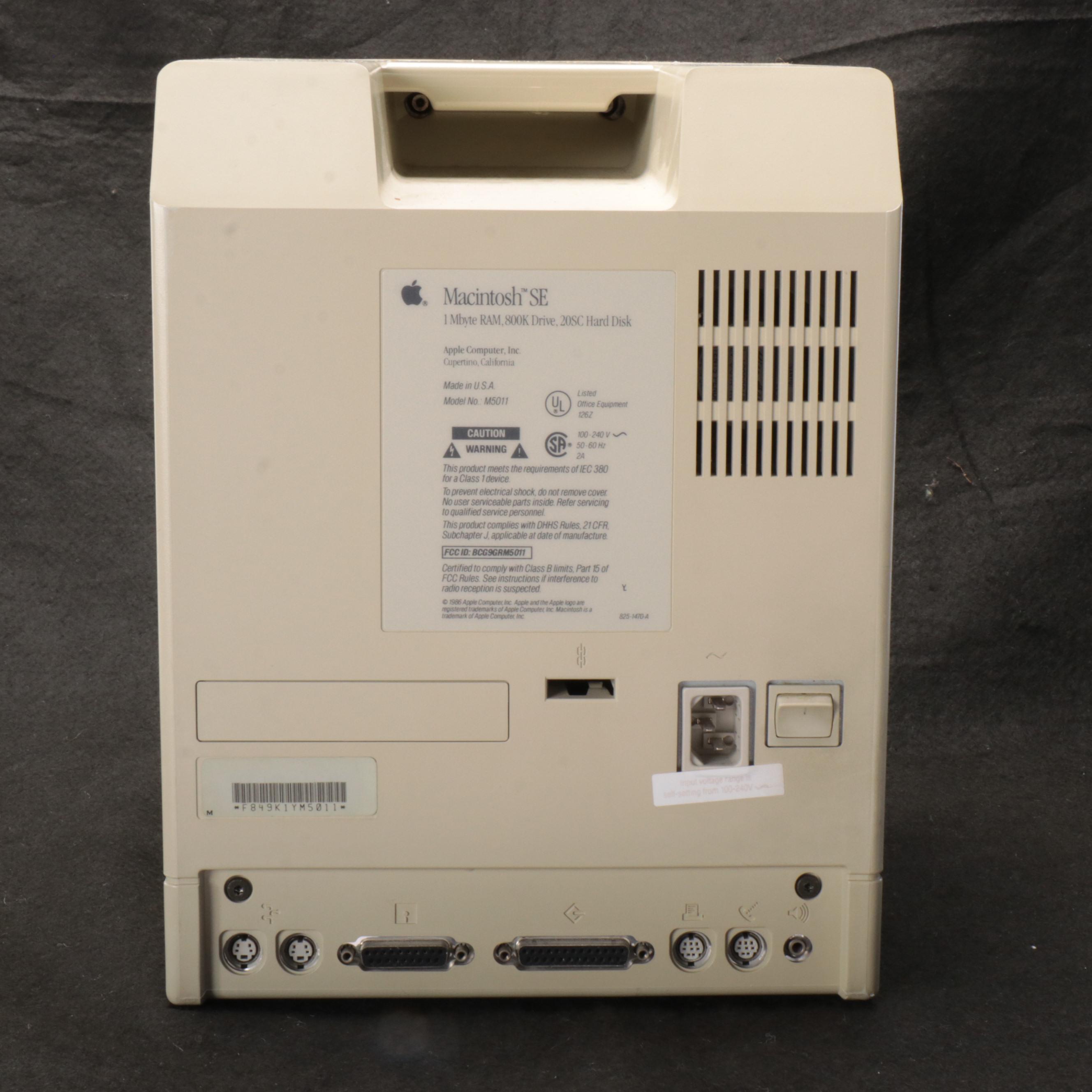 Apple Macintosh SE Model M5011 Personal Computer & Keyboard, 1986