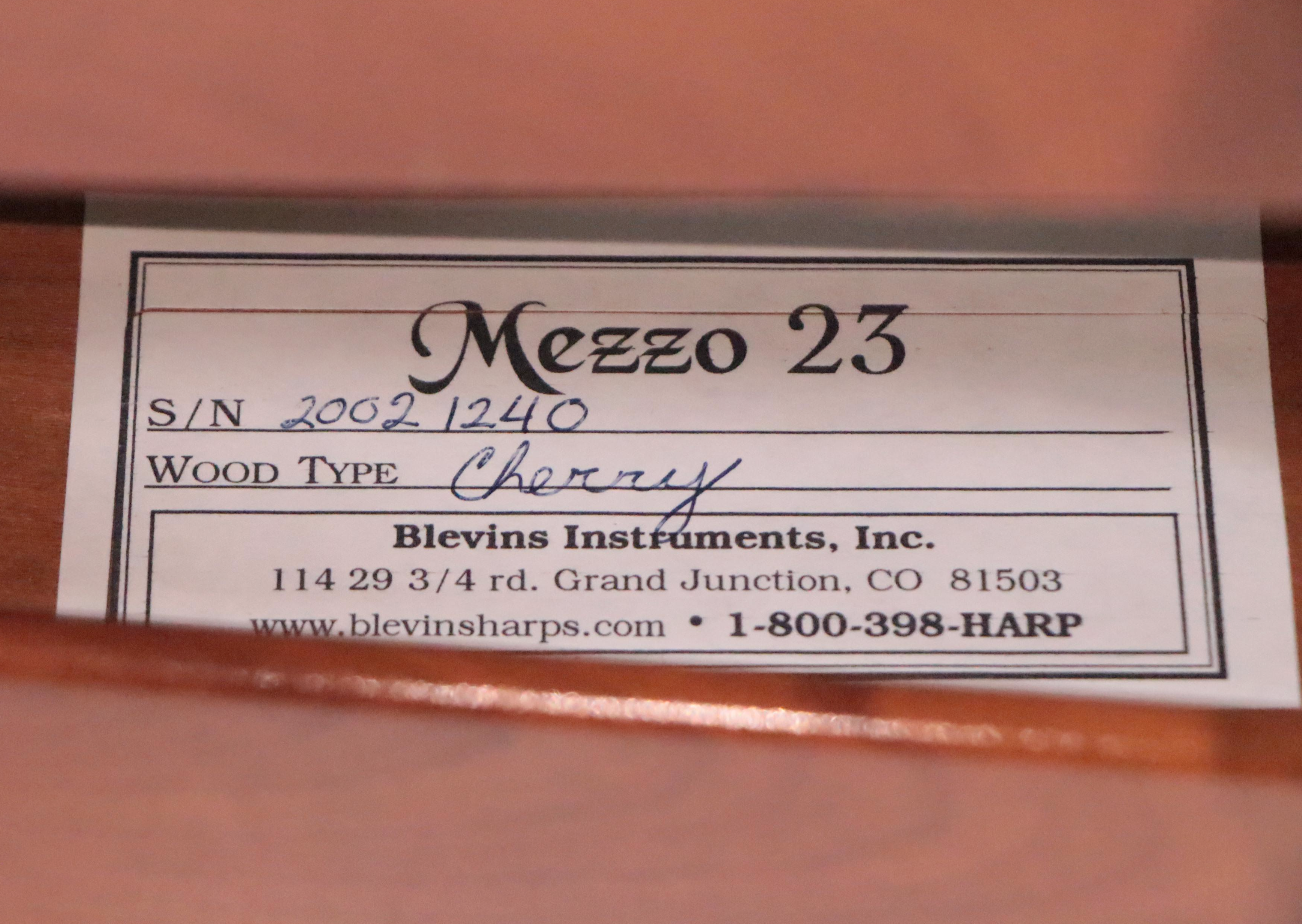 Blevins Cherry Wood Mezzo 23 Harp with Soft Case, 2002