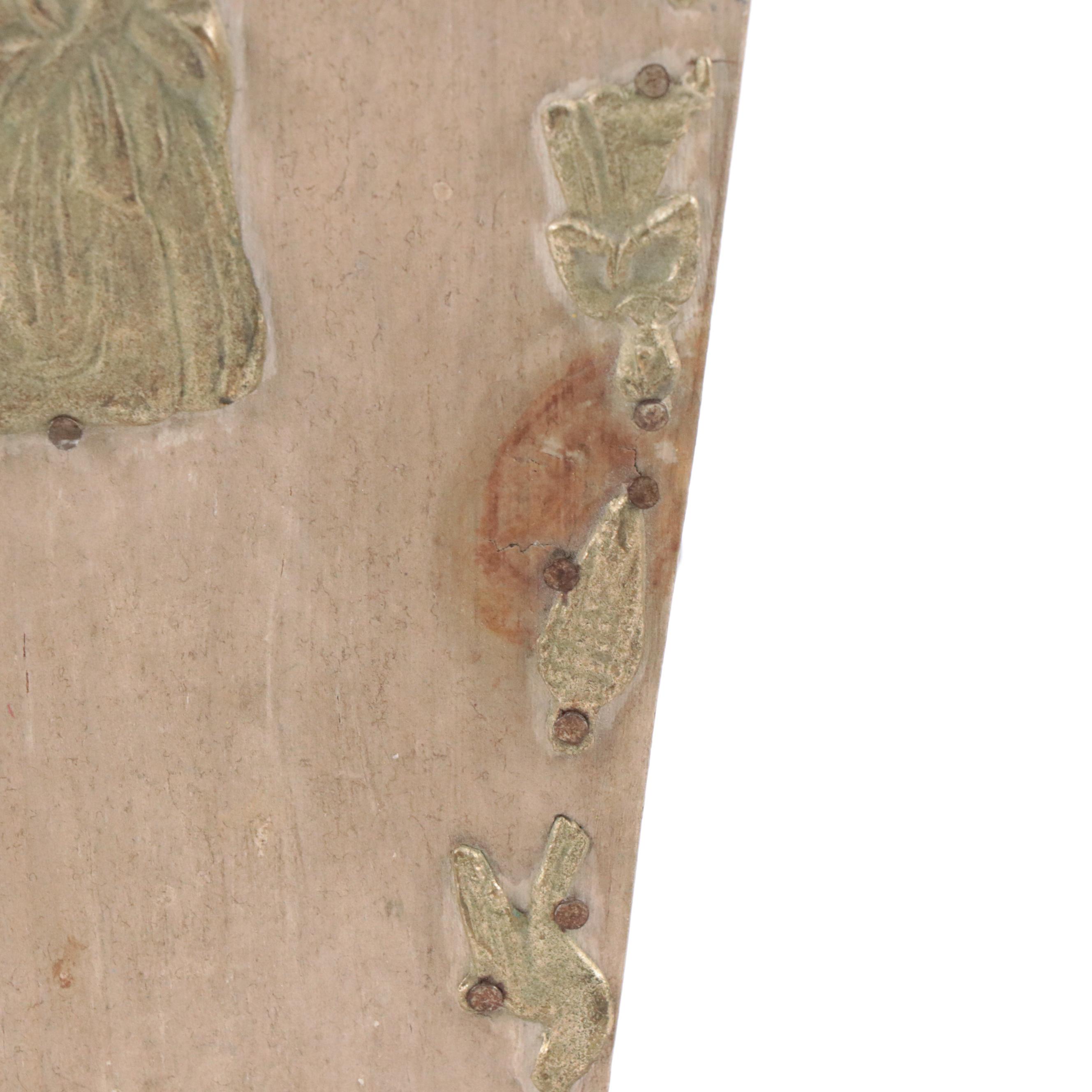 Mexican Folk Art Miniature Wooden Coffin with Milagros