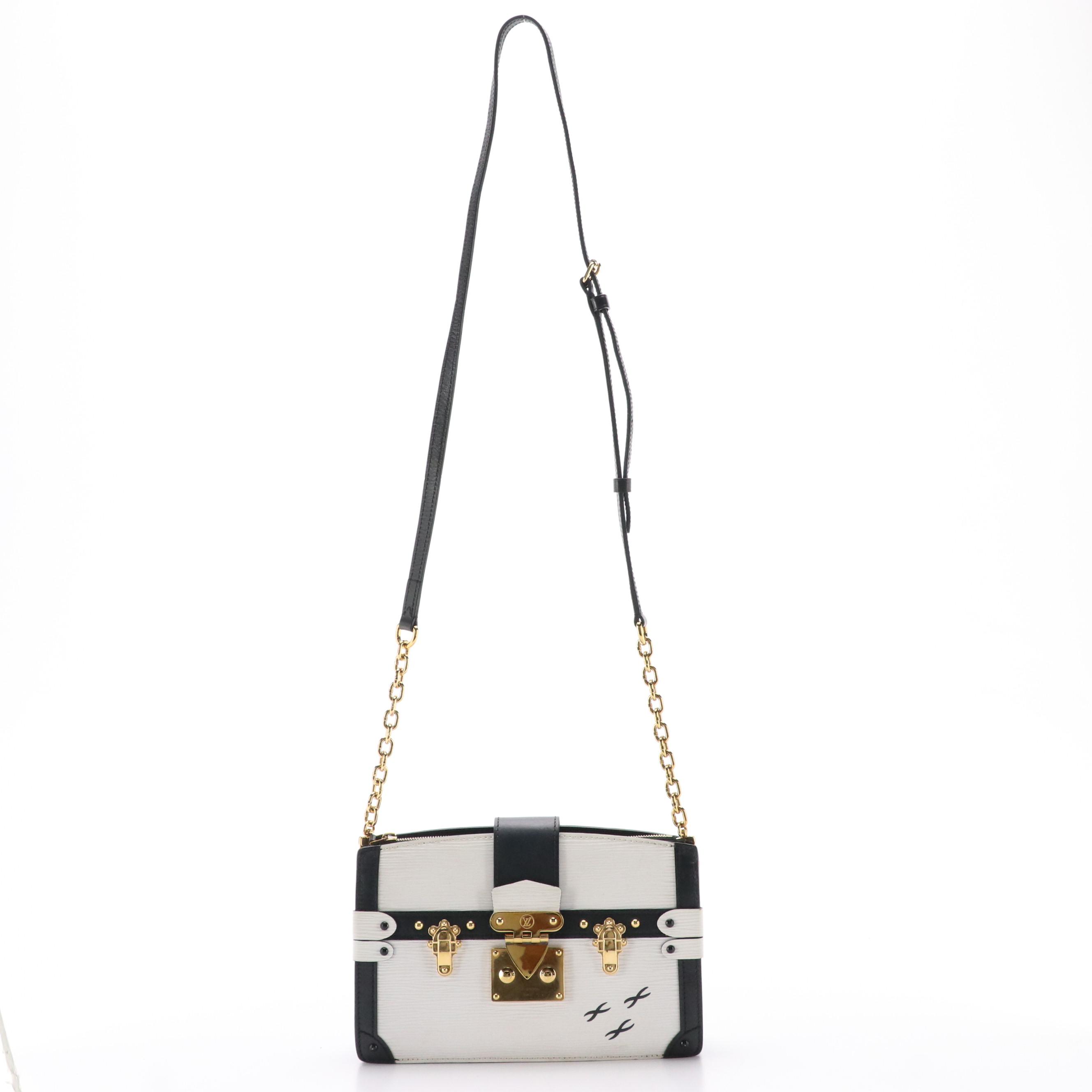 Louis Vuitton Trunk Crossbody Clutch in White Epi & Smooth Black Leather