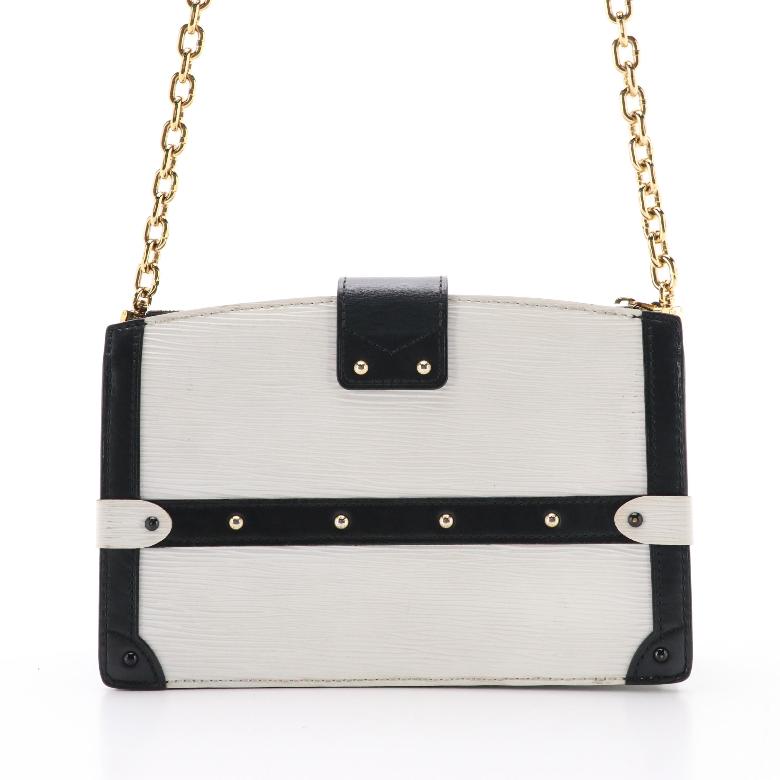 Louis Vuitton Trunk Crossbody Clutch in White Epi & Smooth Black Leather